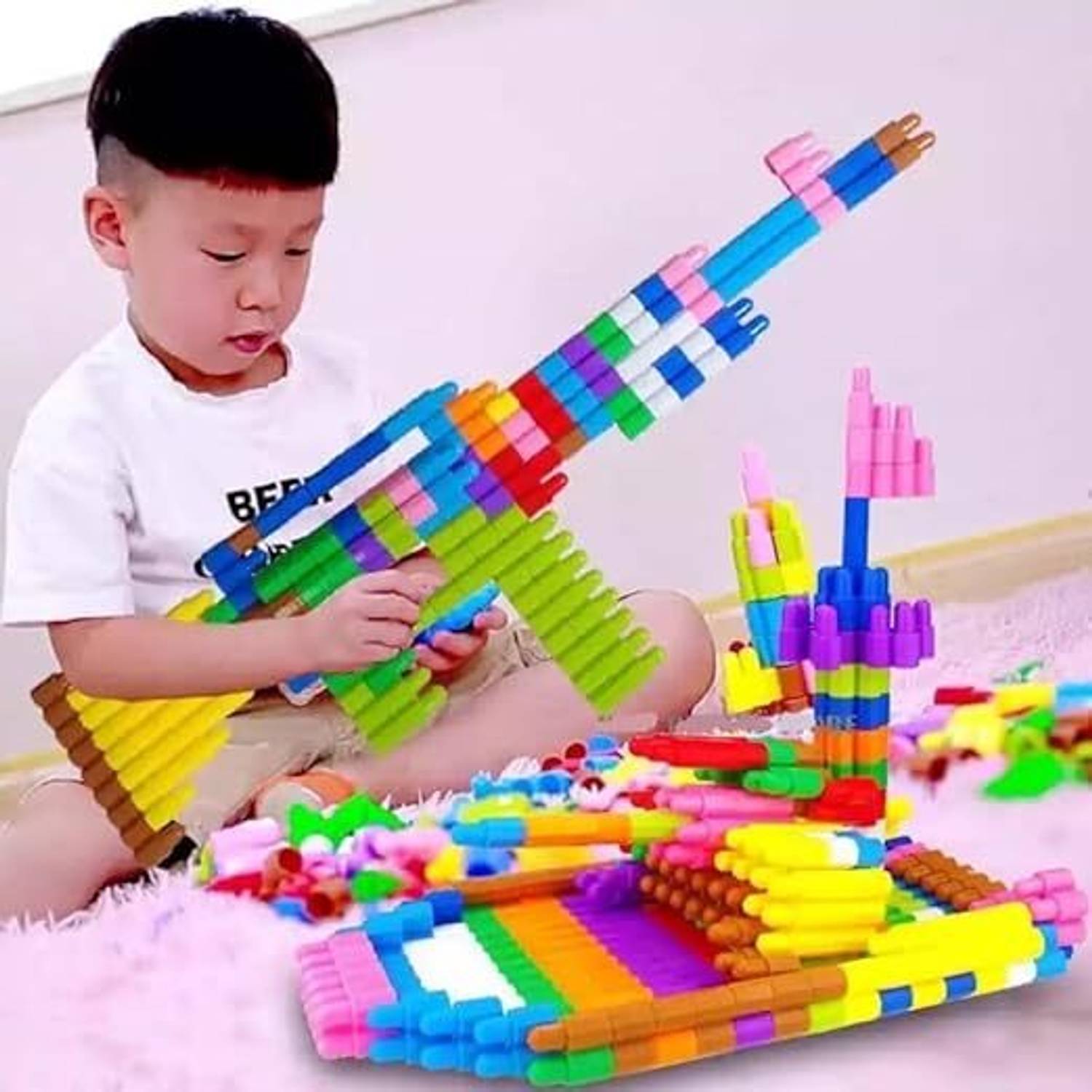 AKFLICKS Pack of 150+ Bullet Shape Educational Building Blocks for Kids