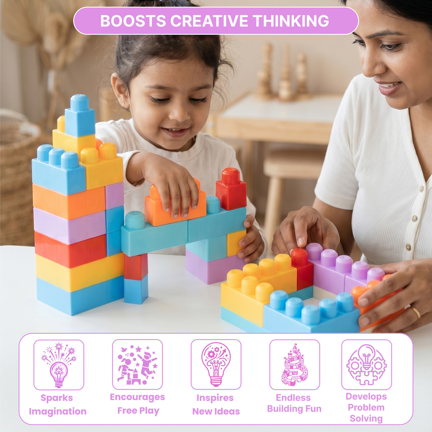 Image of RATNA'S Giant Building Blocks 100 pieces set.A perfect Building set for kids