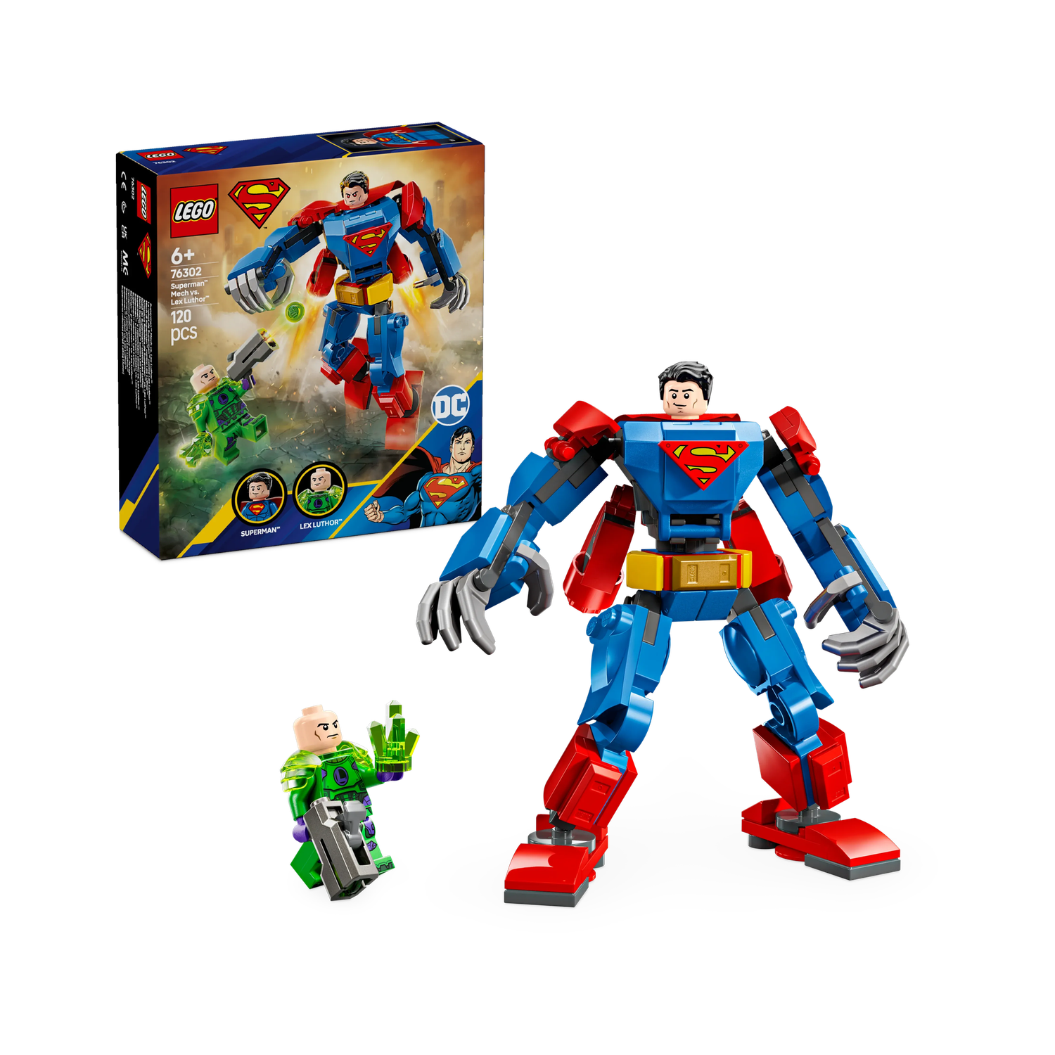 Image of LEGO DC Superman Mech vs.Lex Luthor Super Hero Toy Figure Playset 76302 (120 Blocks)