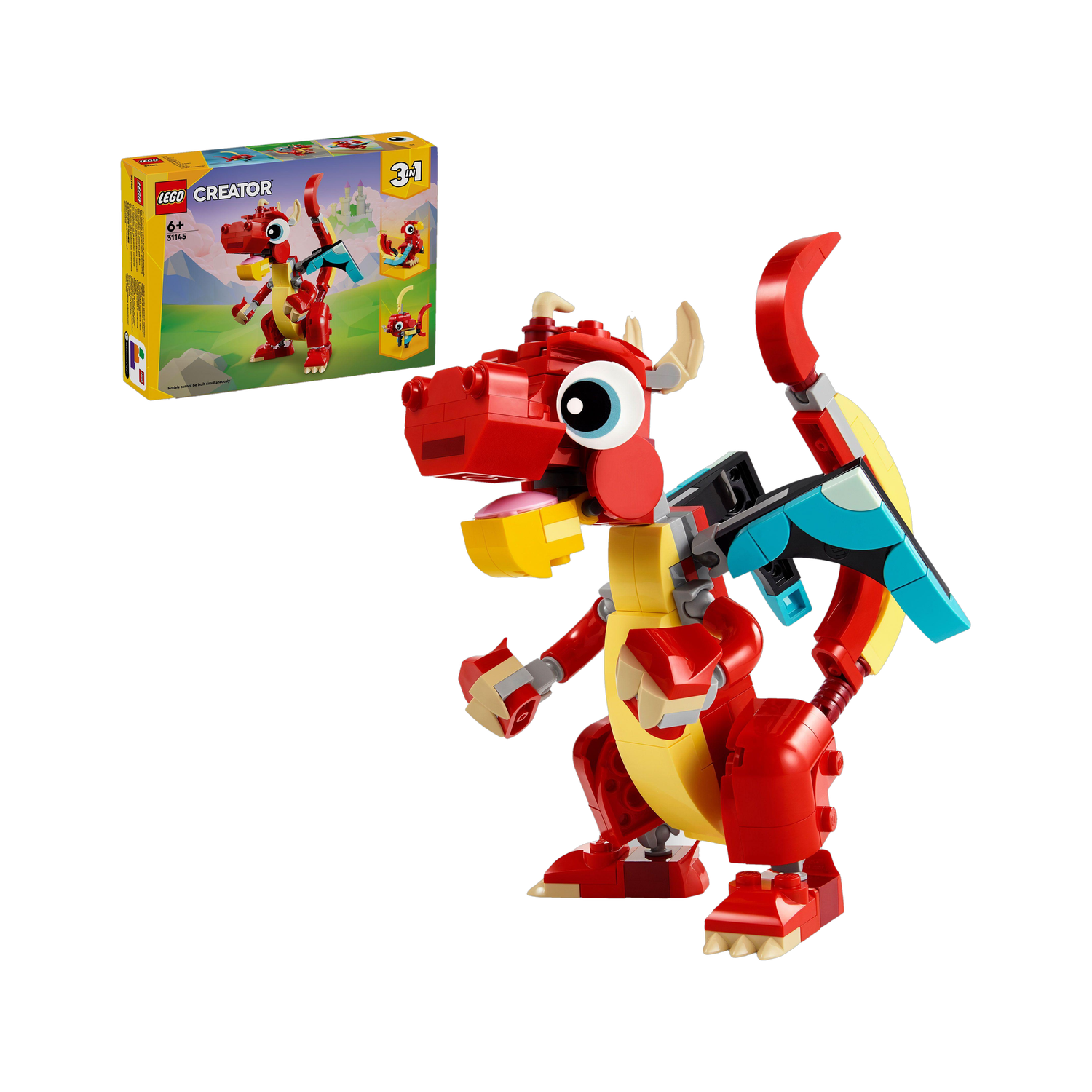Image of LEGO Creator 3-in-1 Red Dragon Animal Toy Set 31145 ( 149 Pieces)