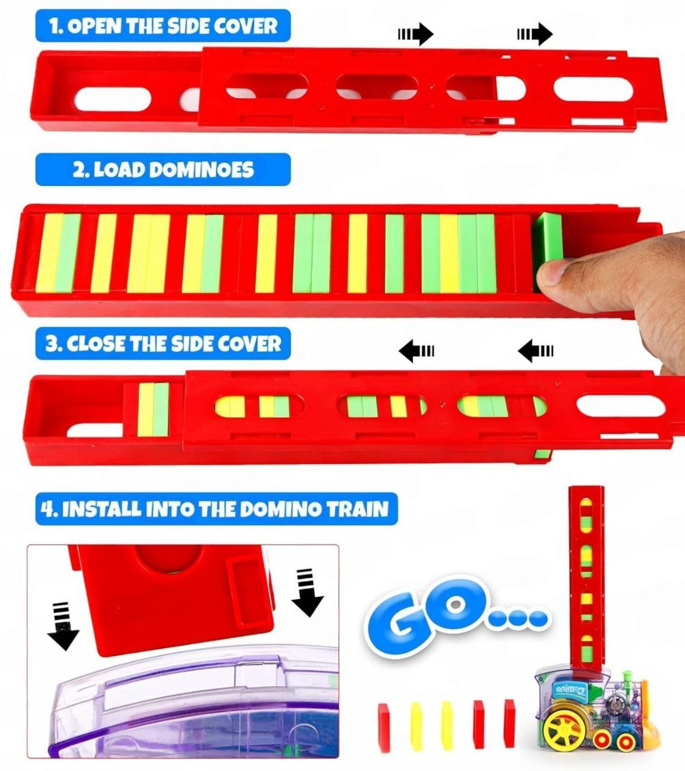 Image of Fiddlys Domino Train Toy 40 Pieces Domino Blocks Set with Light & Sound