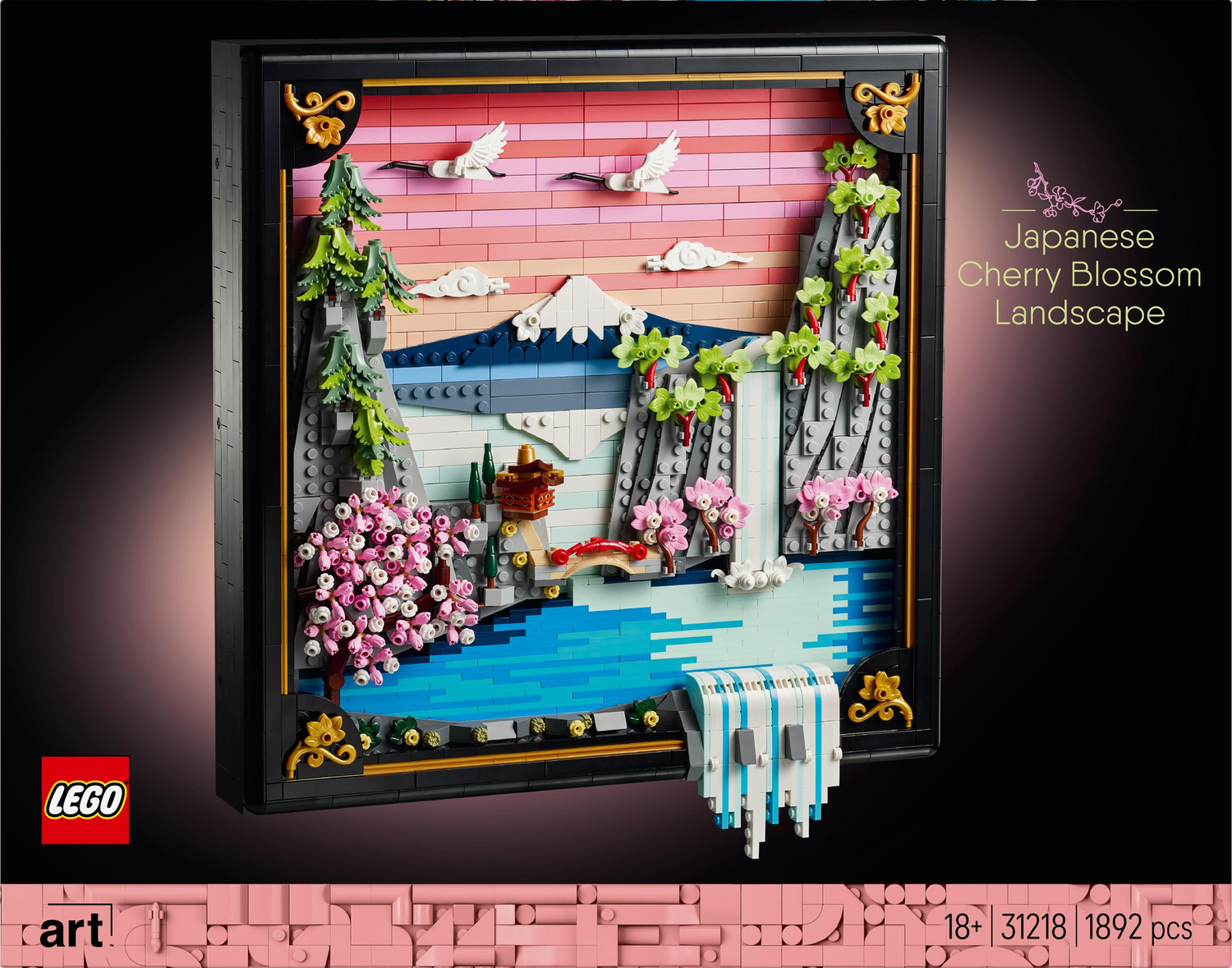 Image of LEGO Art Japanese Cherry Blossom Landscape Wall Art 31218