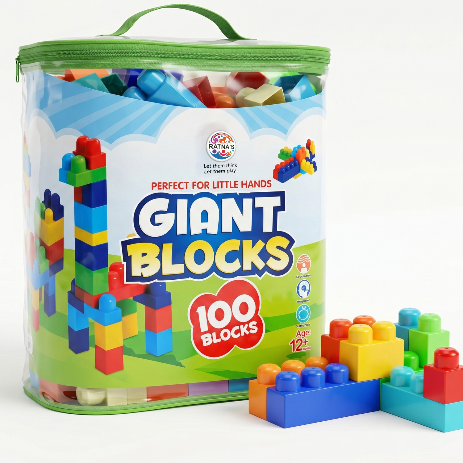 Image of RATNA'S Giant Building Blocks 100 pieces set.A perfect Building set for kids