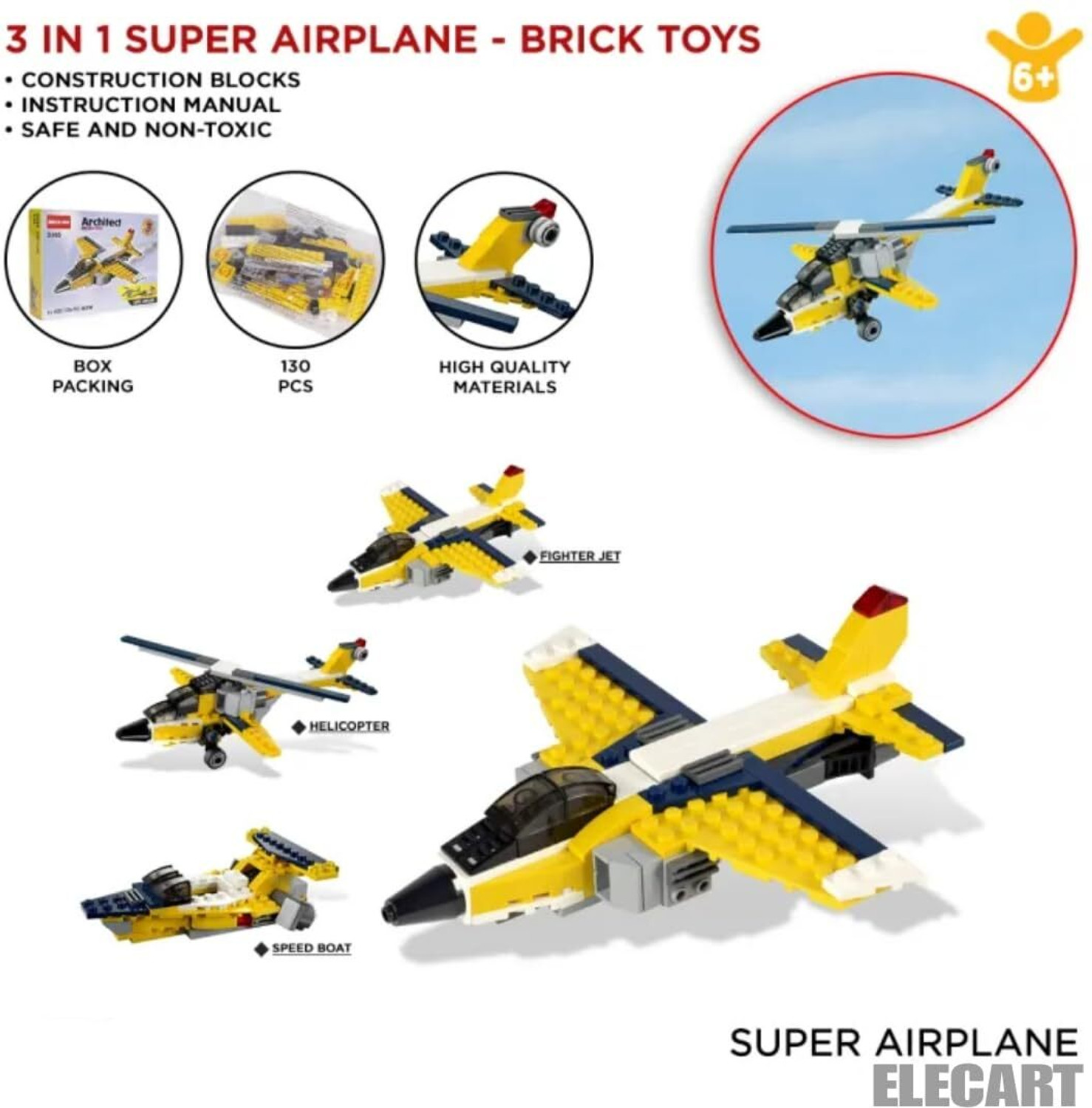 Image of Justcraft 3 in 1 Architect block set | Legoo Building Brick Block Toy Set for kids[3105]