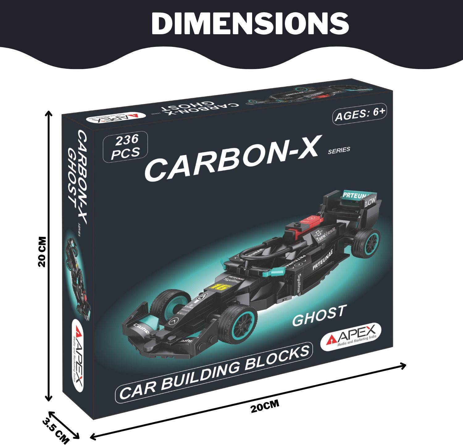APEX CARBON-X GHOST Car Building Blocks 236 Pcs - Image 3