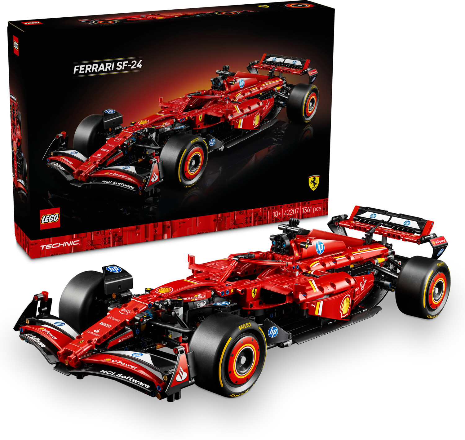 Image of LEGO Technic Ferrari SF-24 F1 Car Model Kit for Adults 42207 (1361 Blocks)