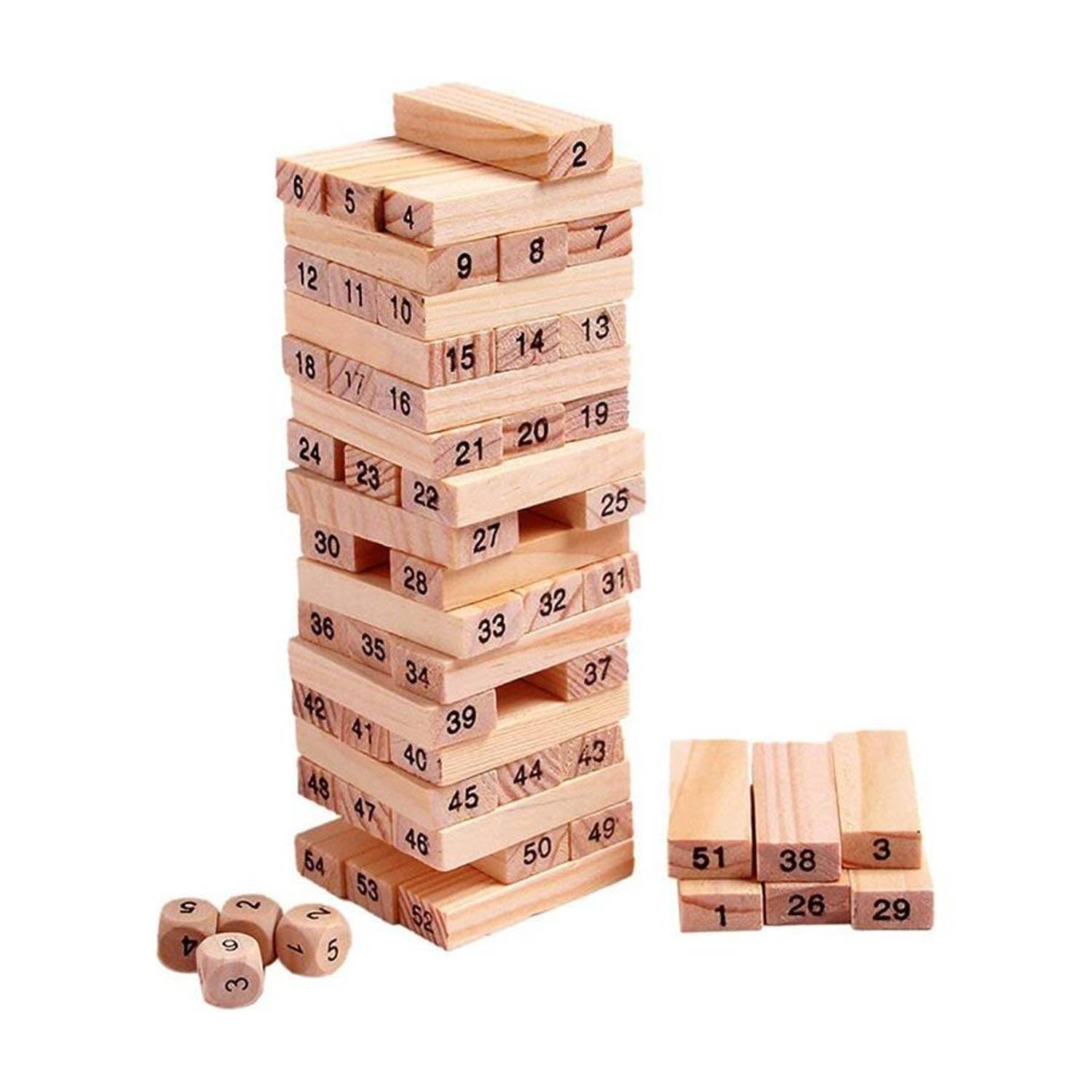 Dorytoys Classic Timber Tower Wood Block Stacking Game - Image 1