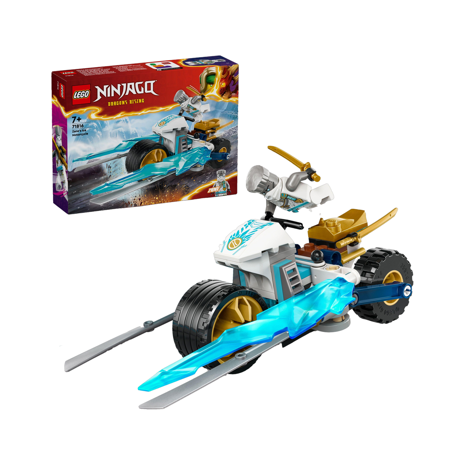 Image of LEGO NINJAGO Zanes Ice Motorcycle Toy Set 71816 ( 84 Blocks) (Multicolor)