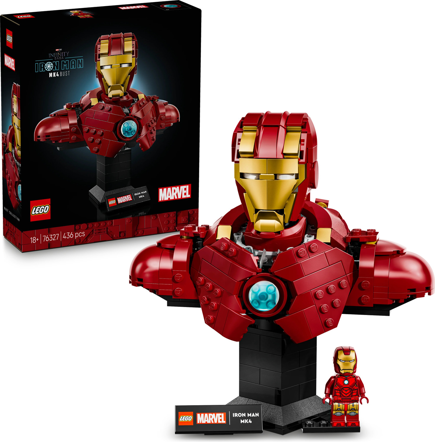 Image of LEGO Marvel Iron Man MK4 Bust, Buildable Model for Adults with Minifigure 76327