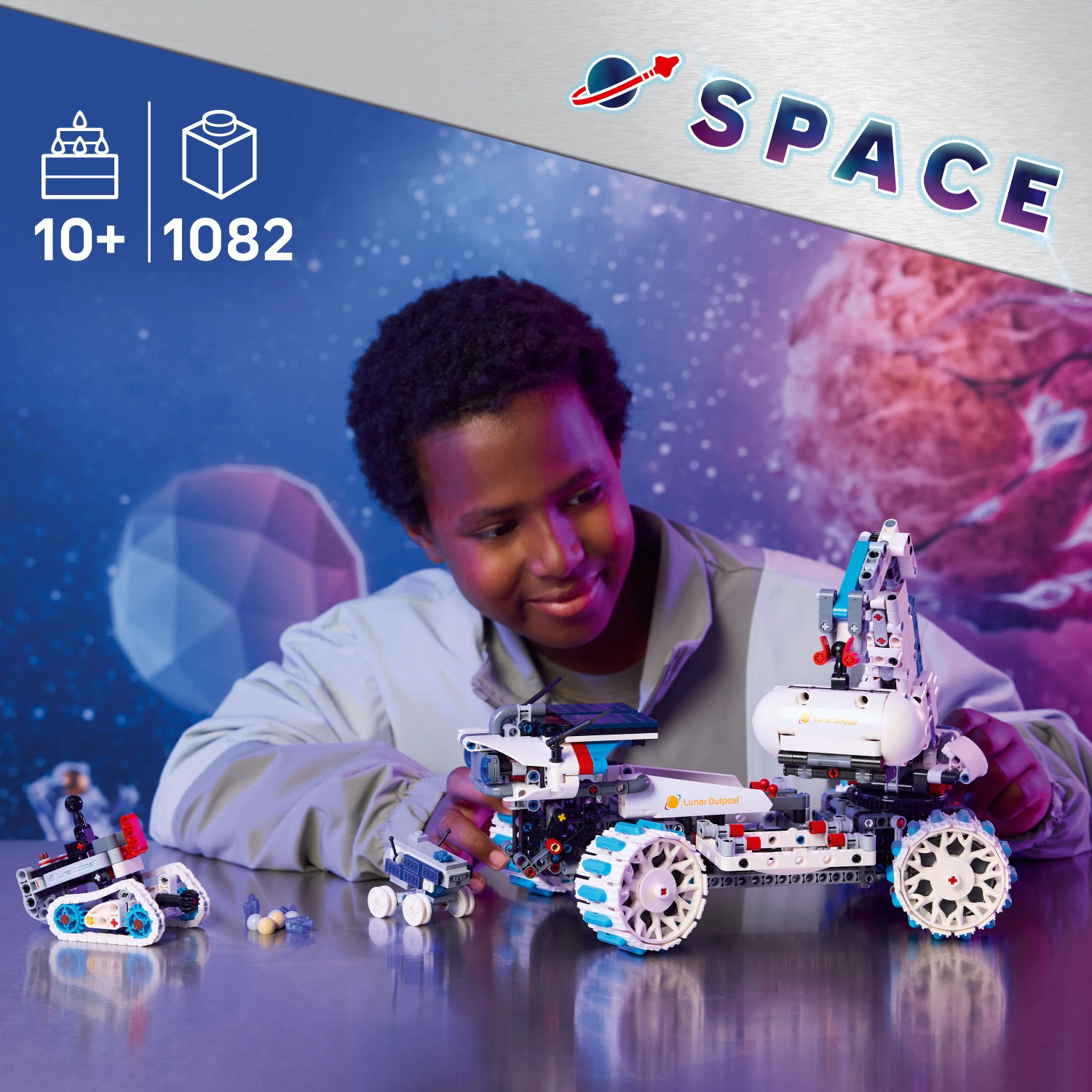 Image of LEGO Technic Lunar Outpost Moon Rover Space Vehicle Set STEM Toy 42211