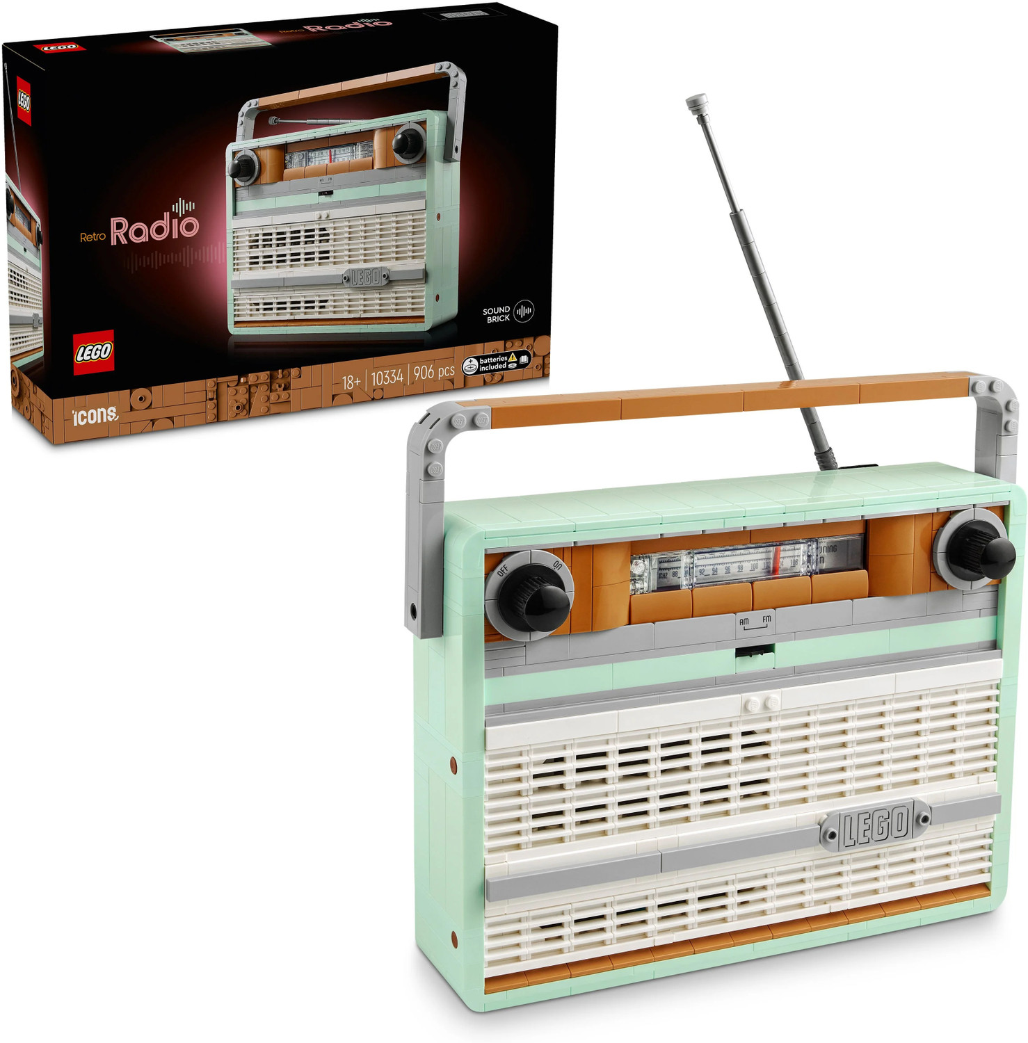 Image of LEGO Icons Retro Radio Music Home Decor Building Set 10334 ( 906 pieces )