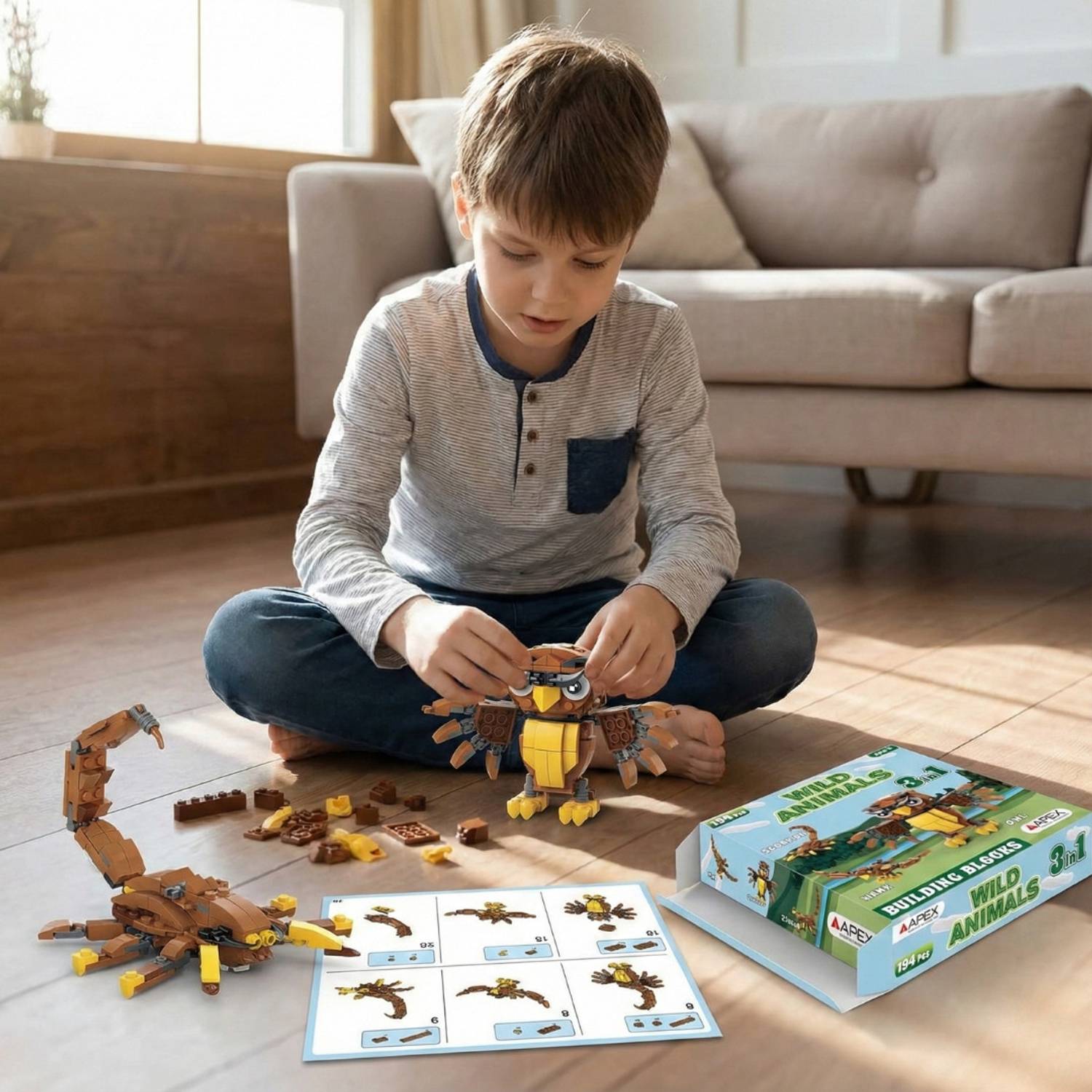 APEX MEDIA AND MARKETING INDIA 3 in 1 Animal Blocks Set | Scorpion
