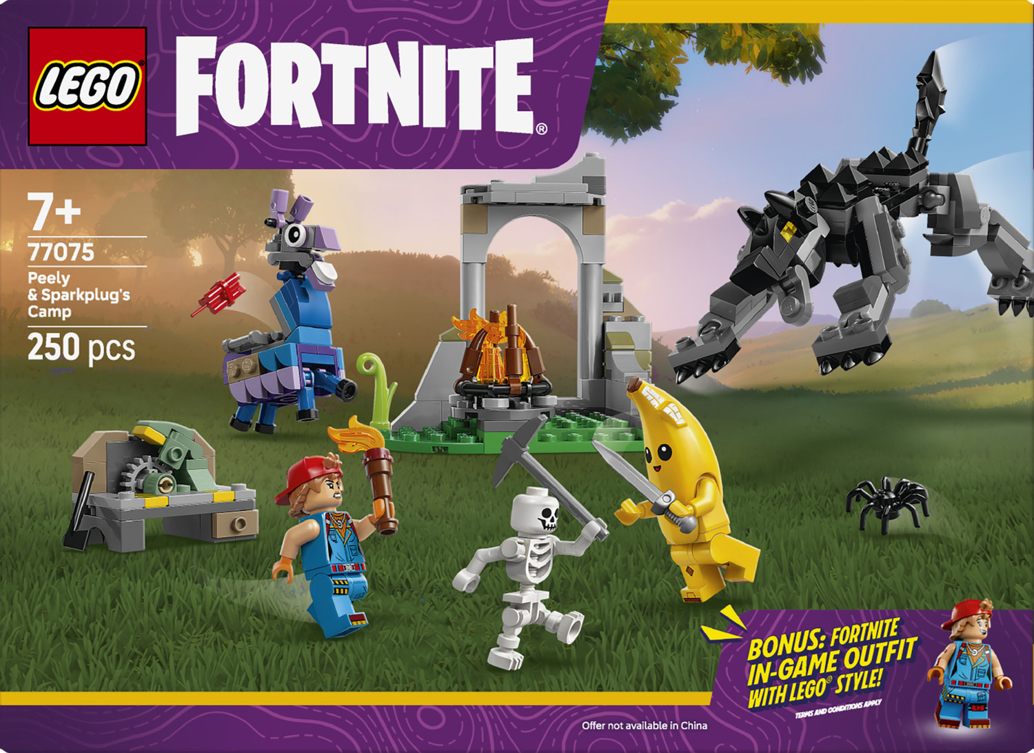 Image of LEGO Fortnite Peely & Sparkplugs Camp Video Game Building Set 77075