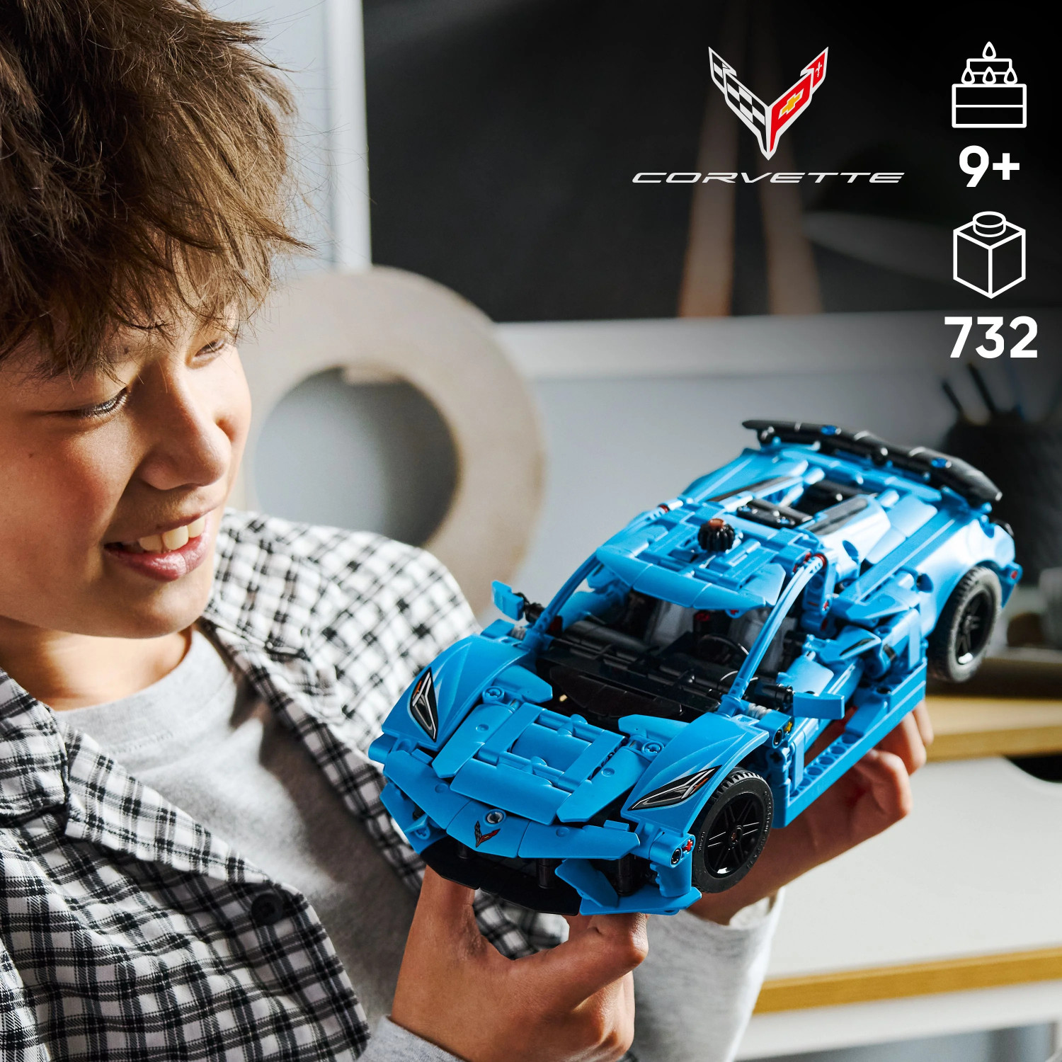 Image of LEGO Technic Chevrolet Corvette Stingray Blue Car Model Kit 42217