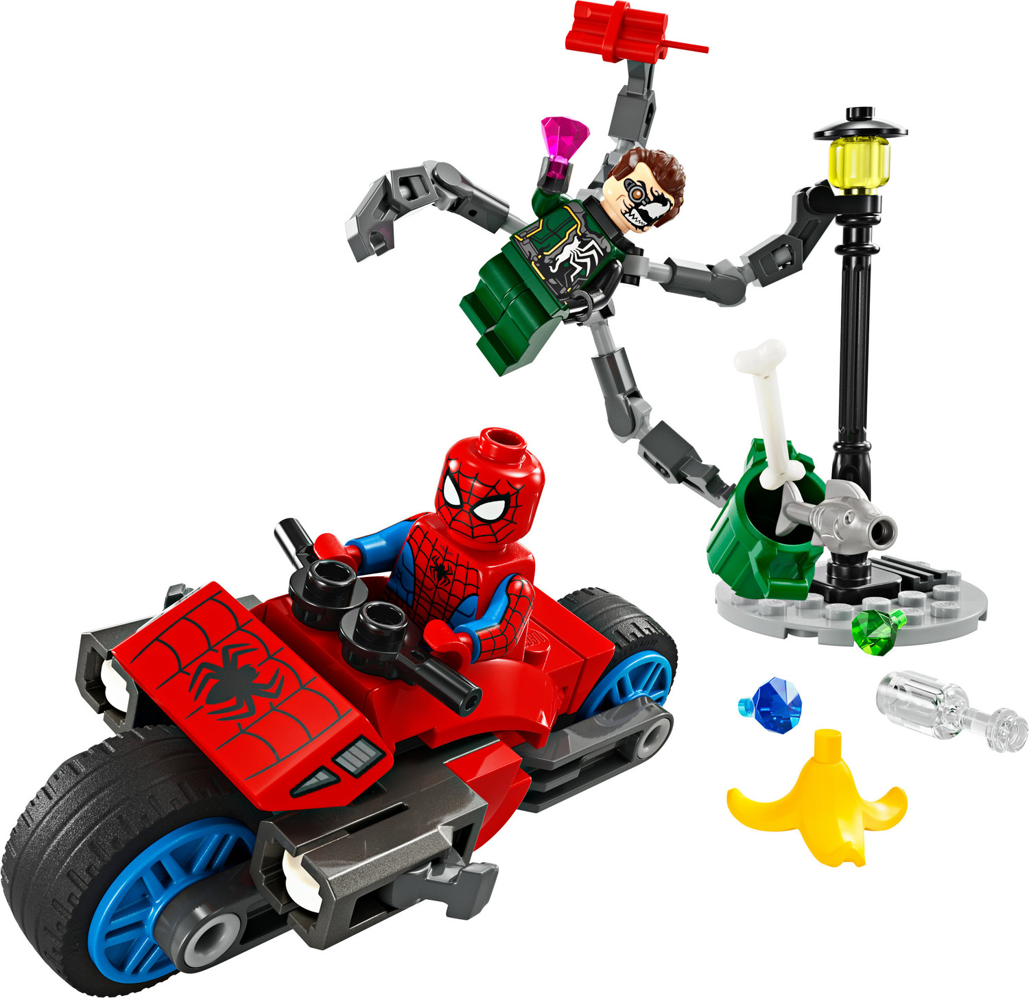 Image of LEGO Marvel Motorcycle Chase: Spider-Man vs. Doc Ock 76275 (77 Pieces)