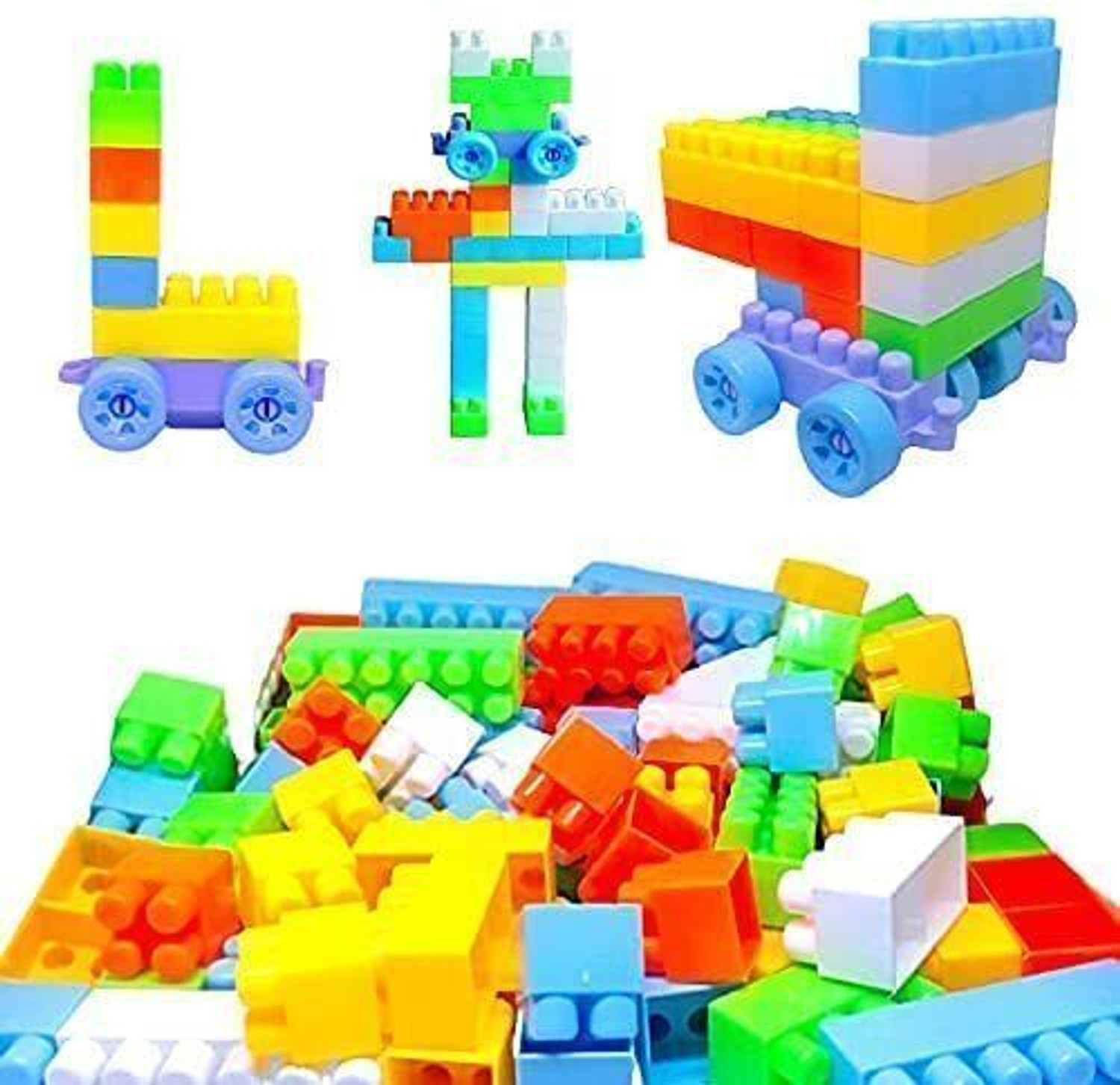 Image of Pulsbery 200 Pcs Bricks Toys Sets with Wheel, Blocks,Educational Toys for Kids