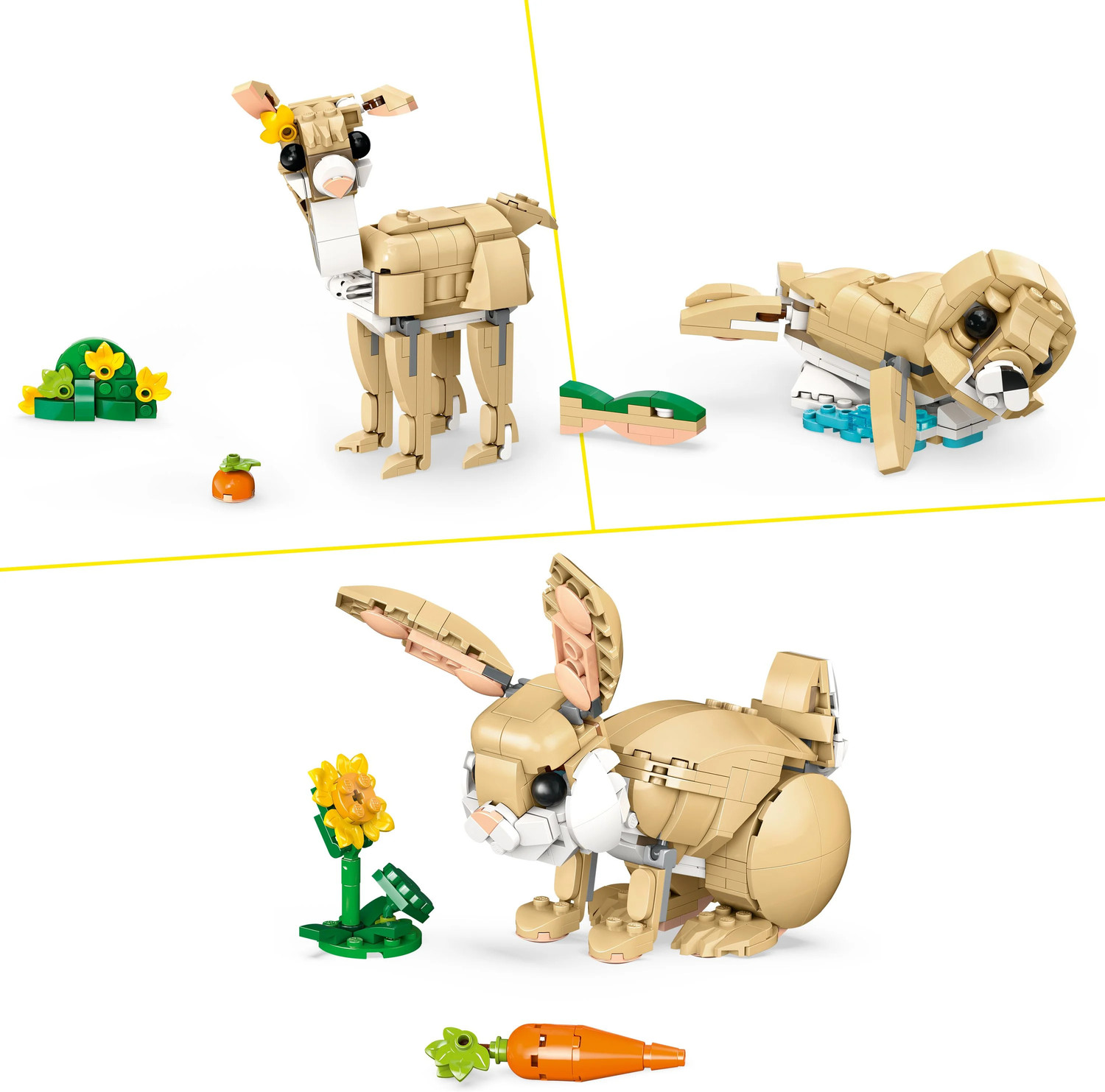 Image of LEGO Creator 3in1 Cute Bunny Toy Animal Playset 31162 (326 Blocks)