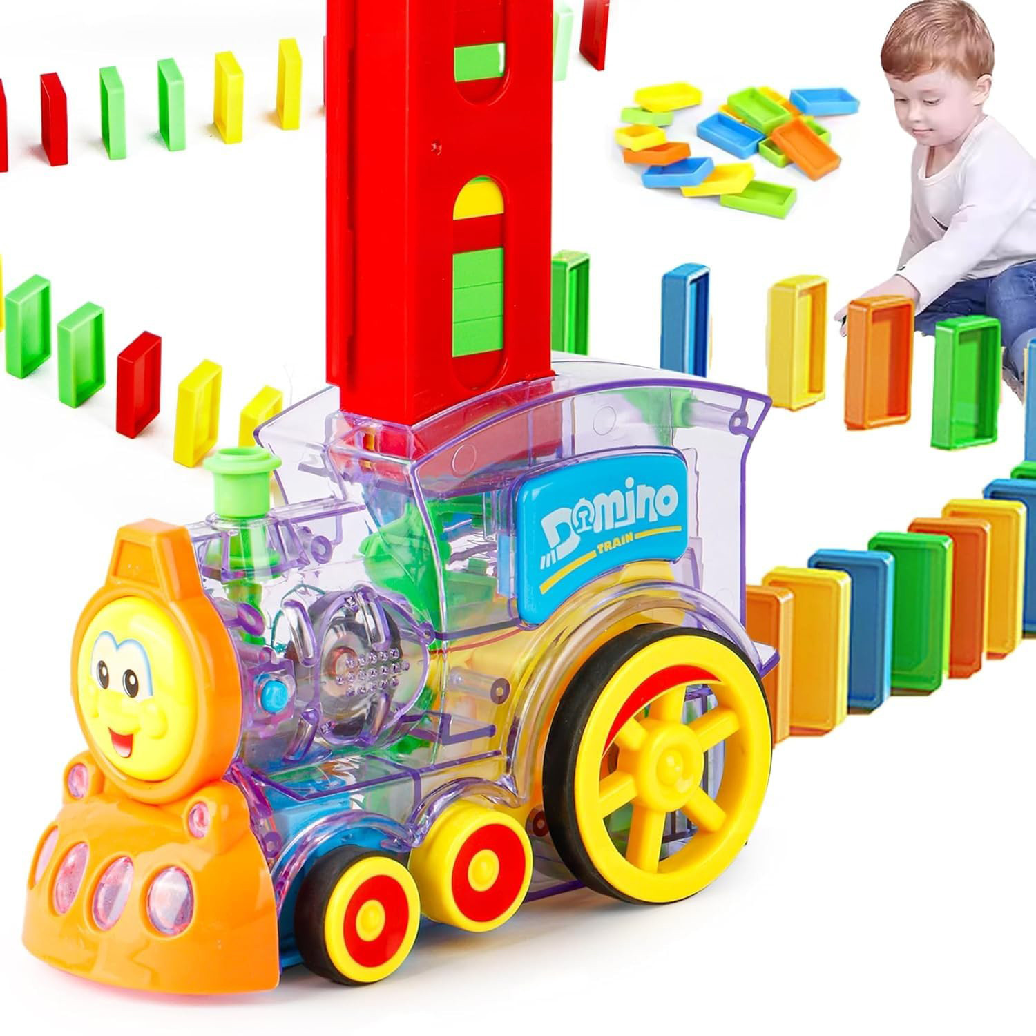 Image of Fiddlys Domino Train Toy 40 Pieces Domino Blocks Set with Light & Sound