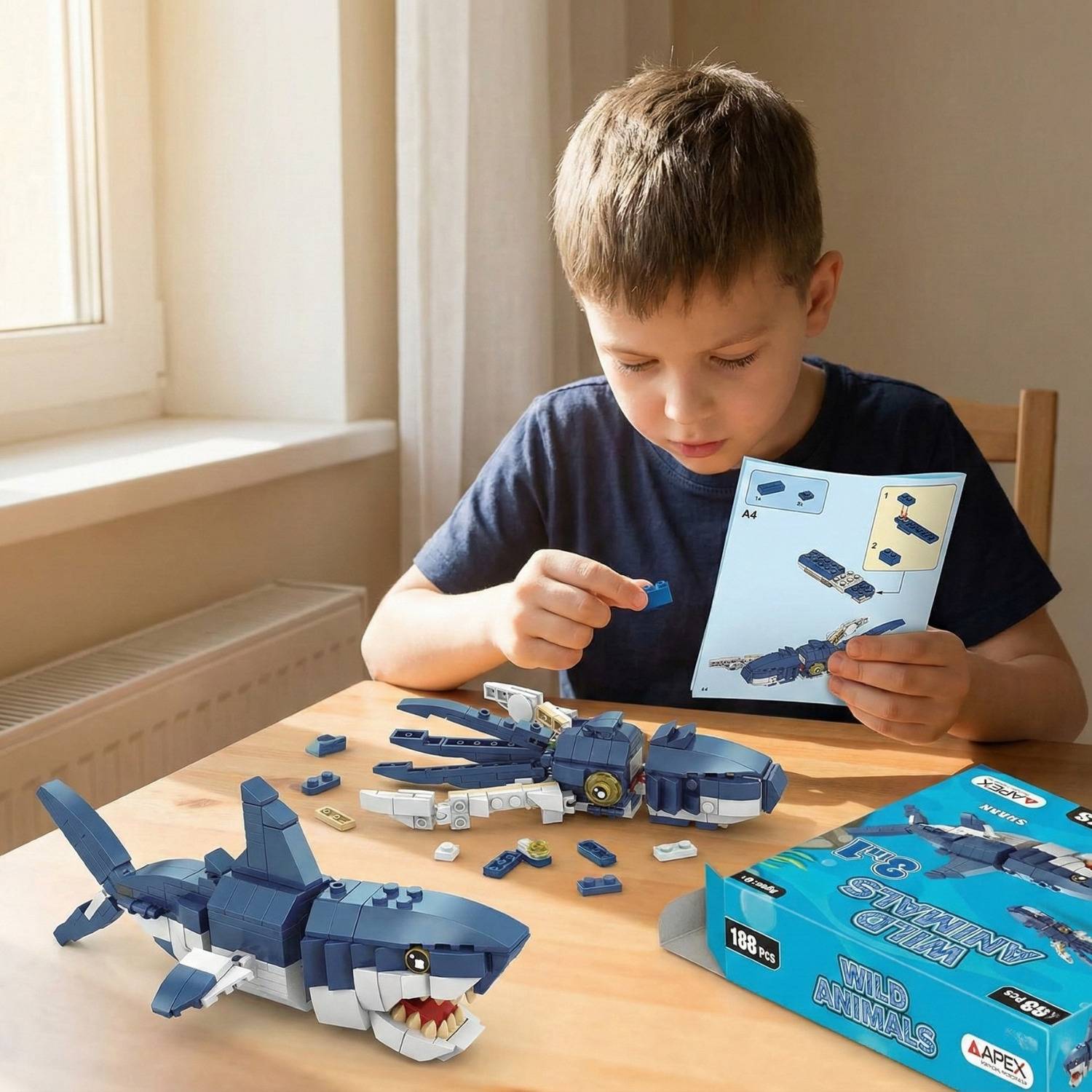 APEX MEDIA AND MARKETING INDIA 3 in 1 Ocean Animal Blocks Set