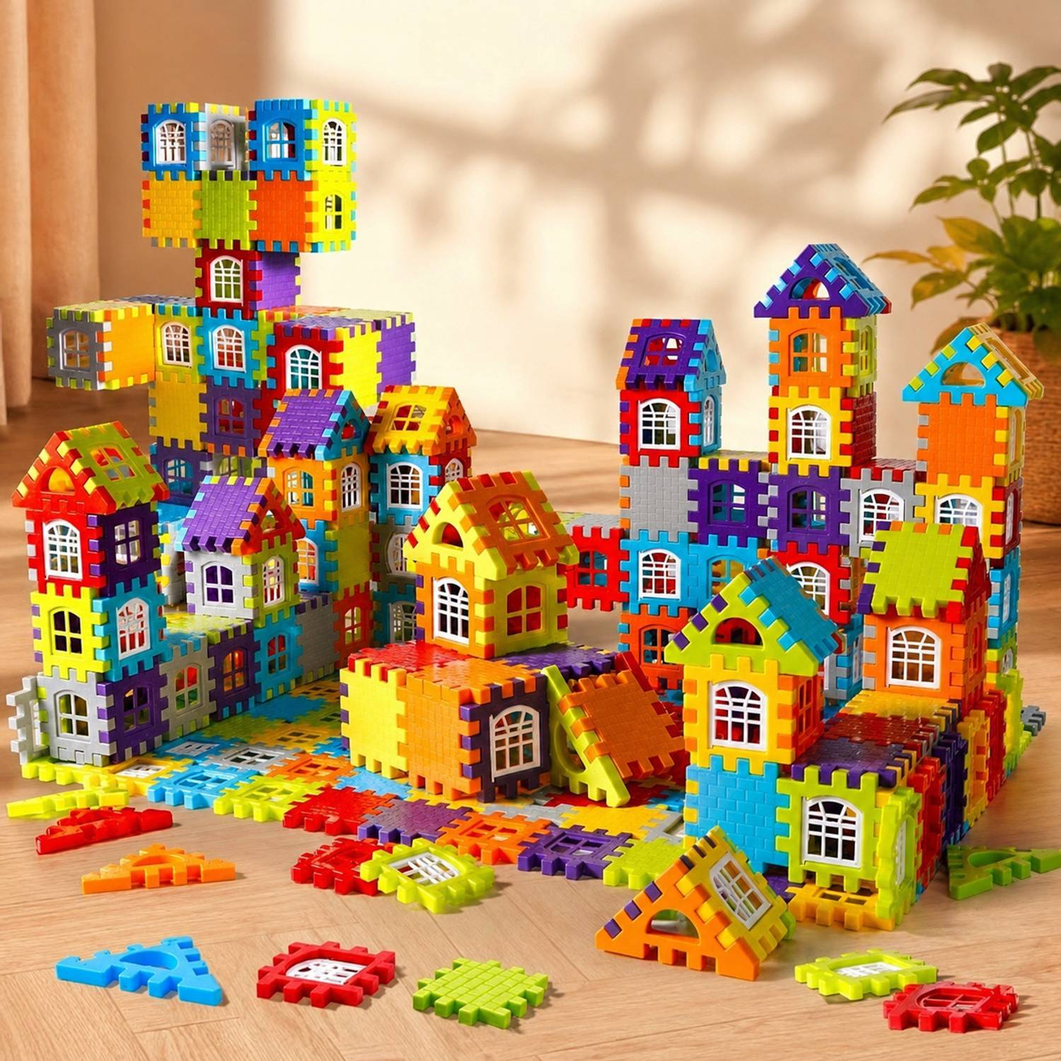 AEXONIZ TOYS Building Blocks for Kids – 72 Pcs, House Building Blocks with Windows, Block Game for 2,3,4,5 Years Kids -Multicolor