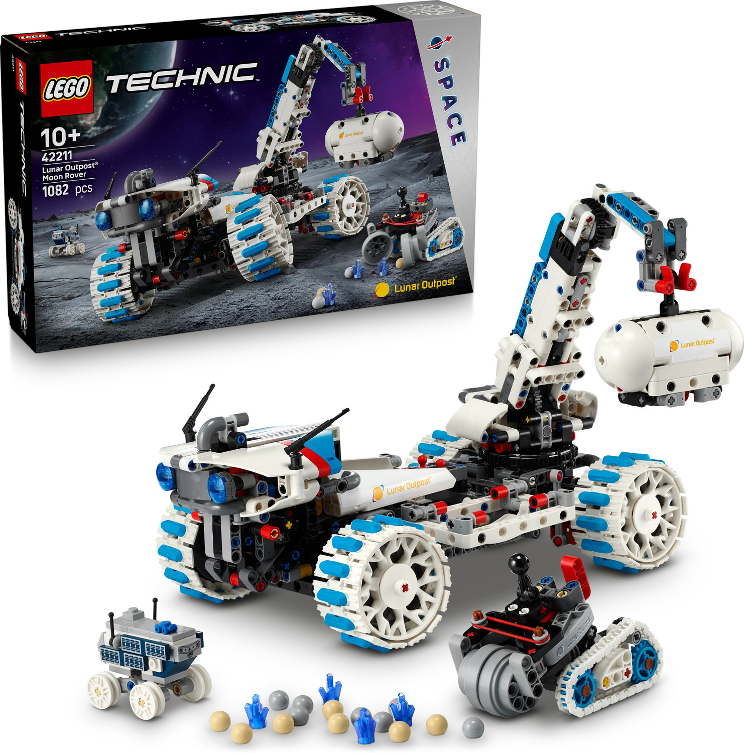Image of LEGO Technic Lunar Outpost Moon Rover Space Vehicle Set STEM Toy 42211
