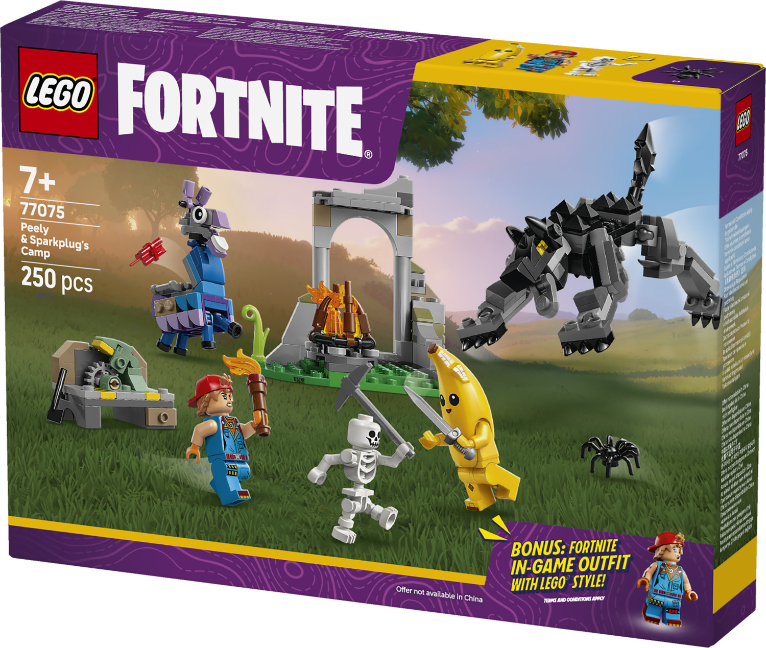 Image of LEGO Fortnite Peely & Sparkplugs Camp Video Game Building Set 77075