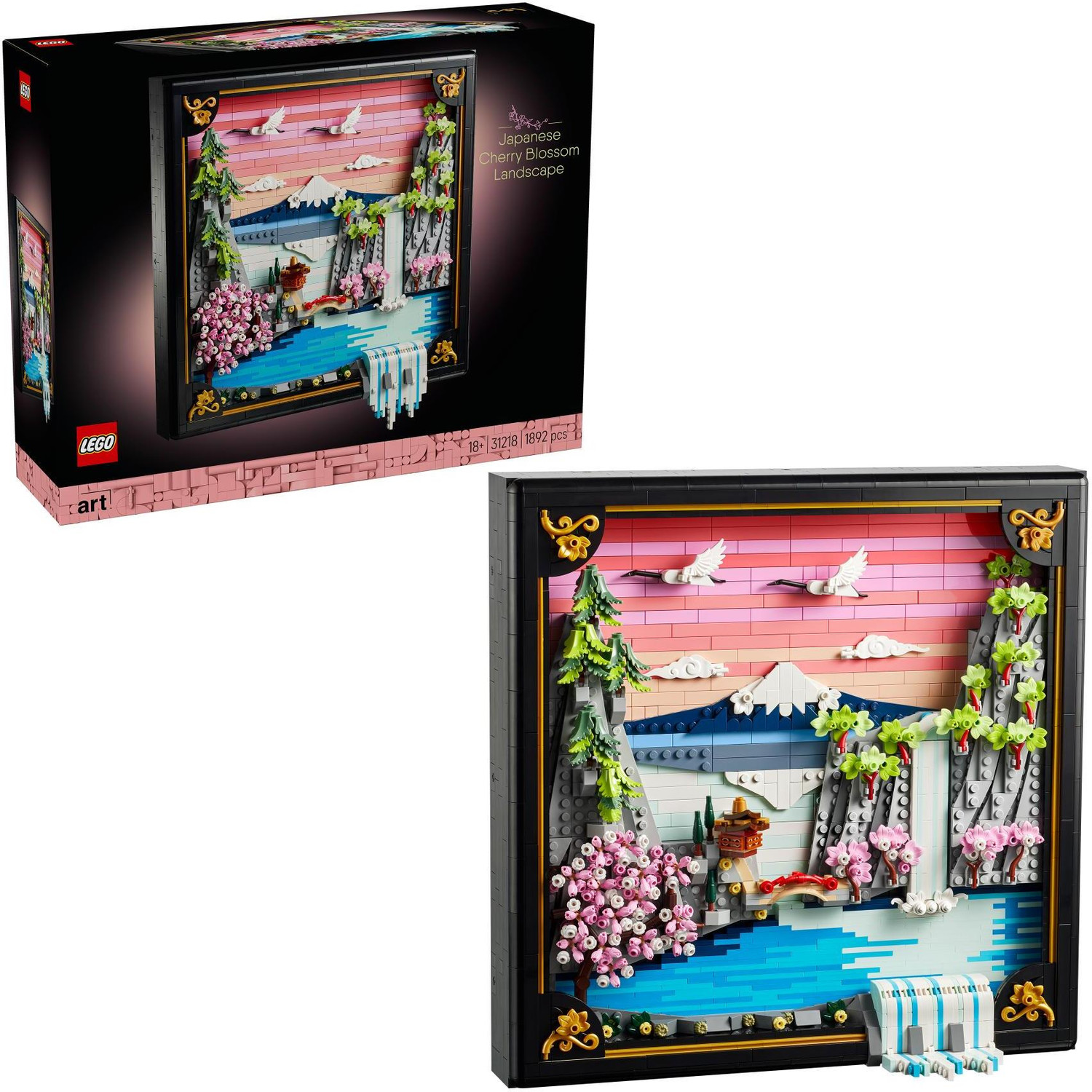 Image of LEGO Art Japanese Cherry Blossom Landscape Wall Art 31218