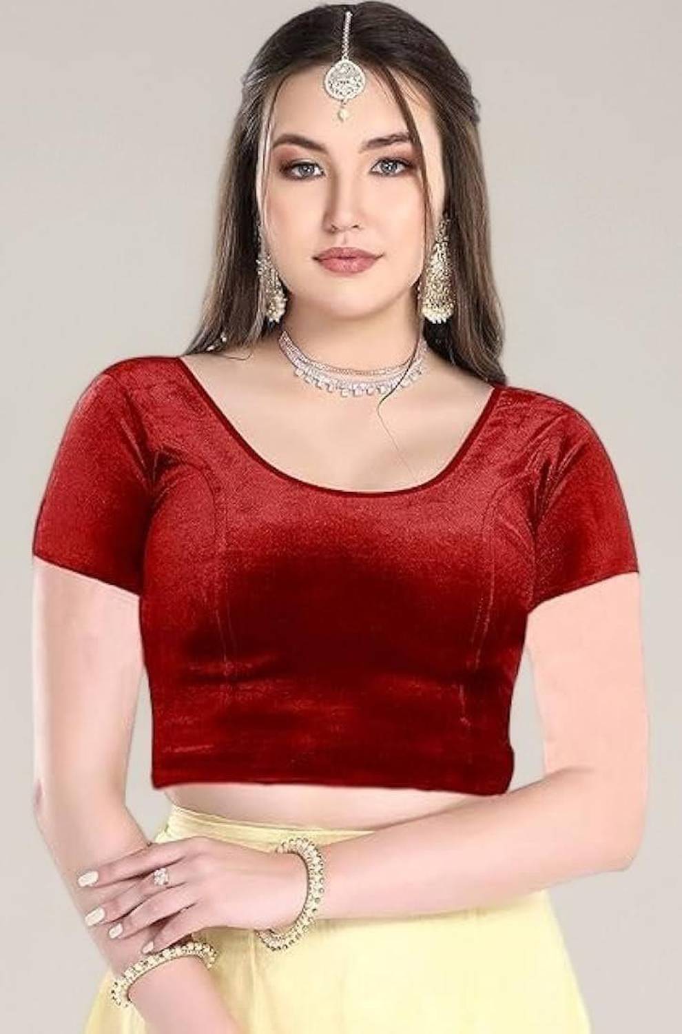 Anugrah Textile Velvet Solid Blouse Material