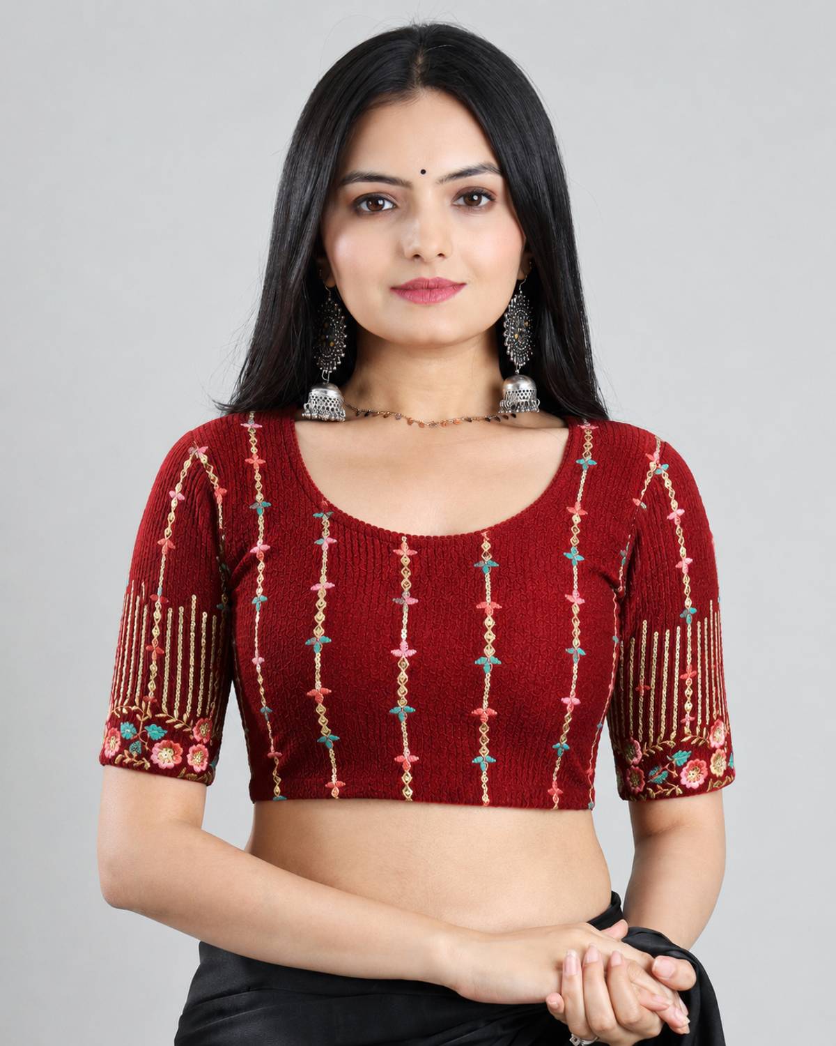 AMAYA TEXTILE HOUSE Round Neck Women Blouse