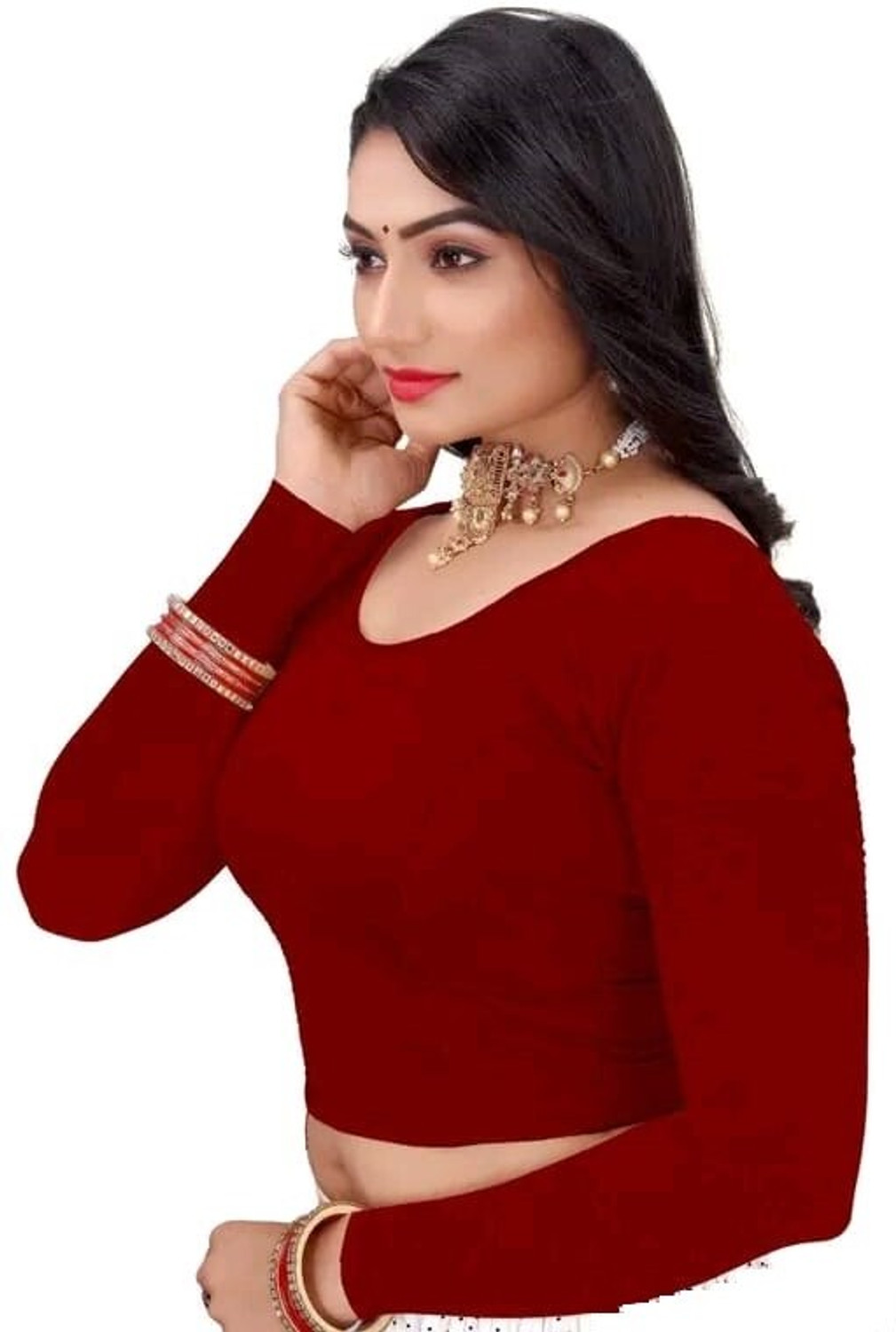 Image of LAMBODAR TEXTILES Round Neck Women Blouse