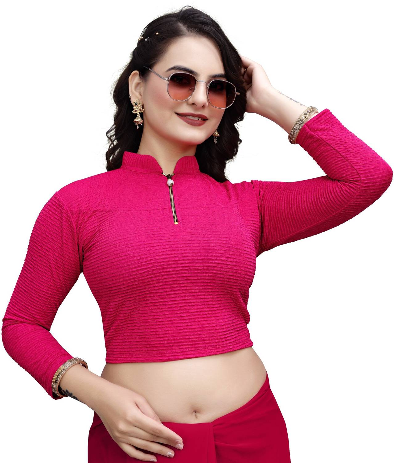 aayansh creations Band collar Women Blouse