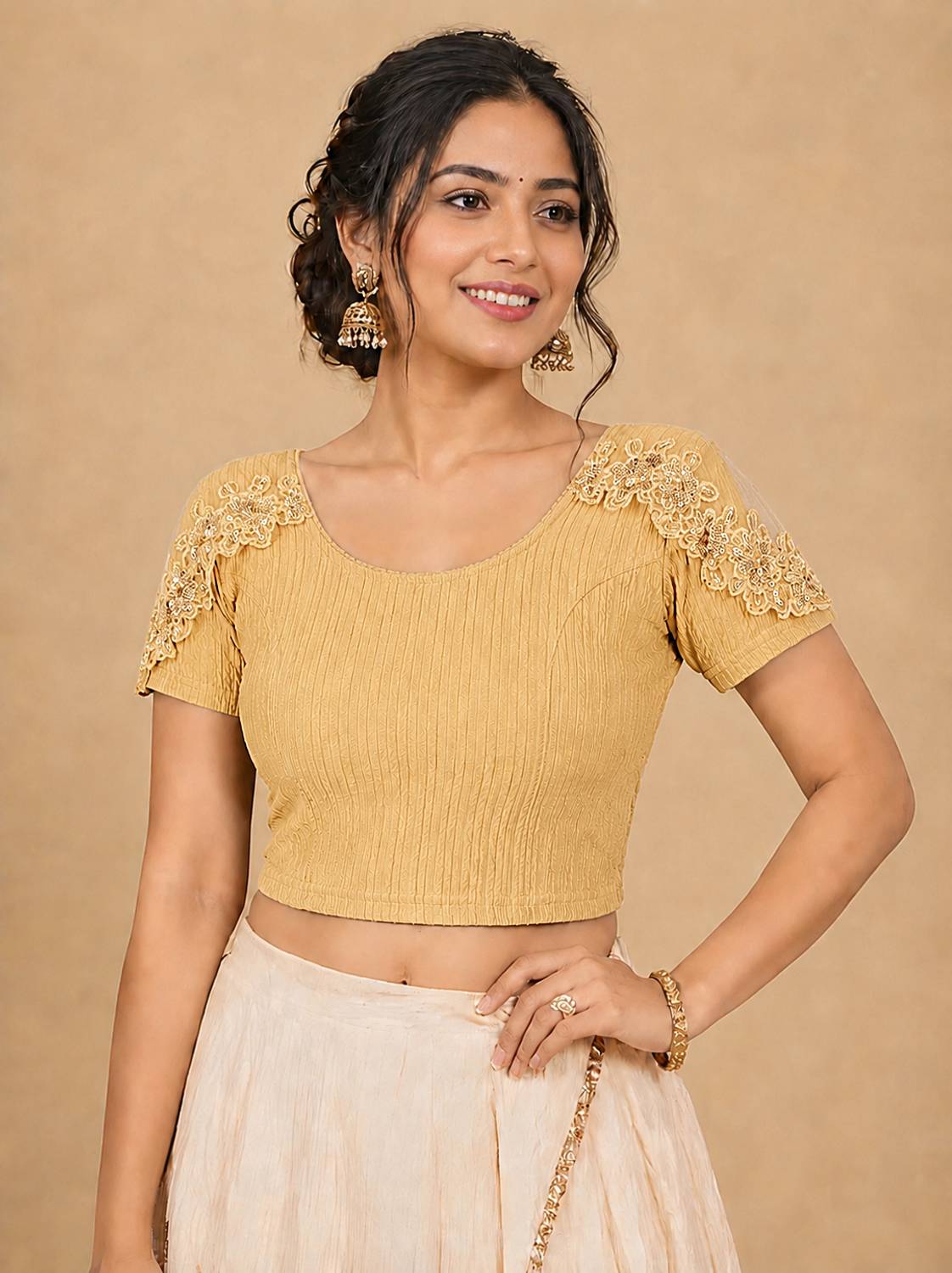 AMAYA TEXTILE HOUSE Round Neck Women Blouse