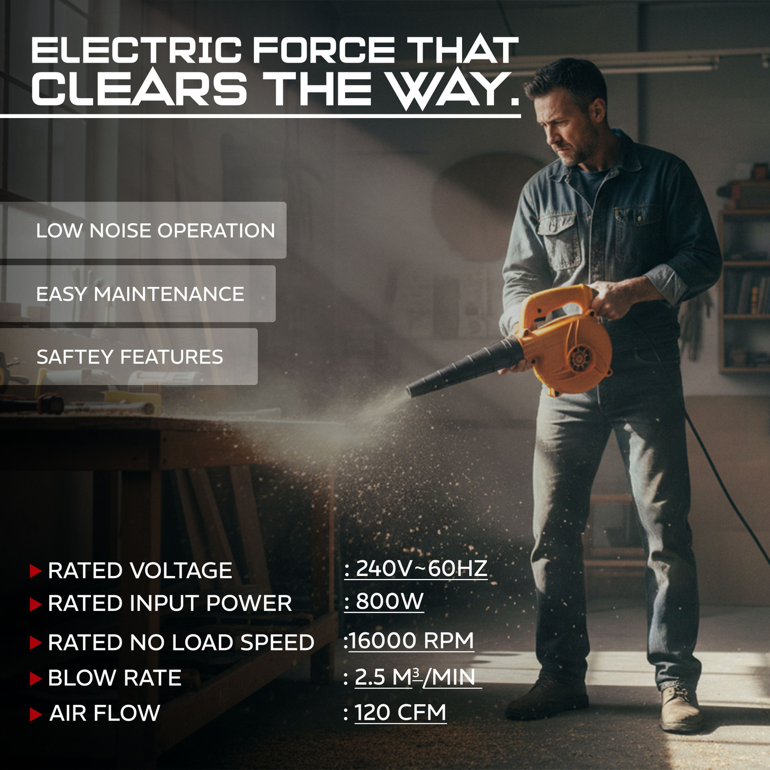 Image of iBELL VR EB60-80 800W Air Blower Machine, 16000 RPM, High Air Flow 2.5 m /min, Radial Air Blower