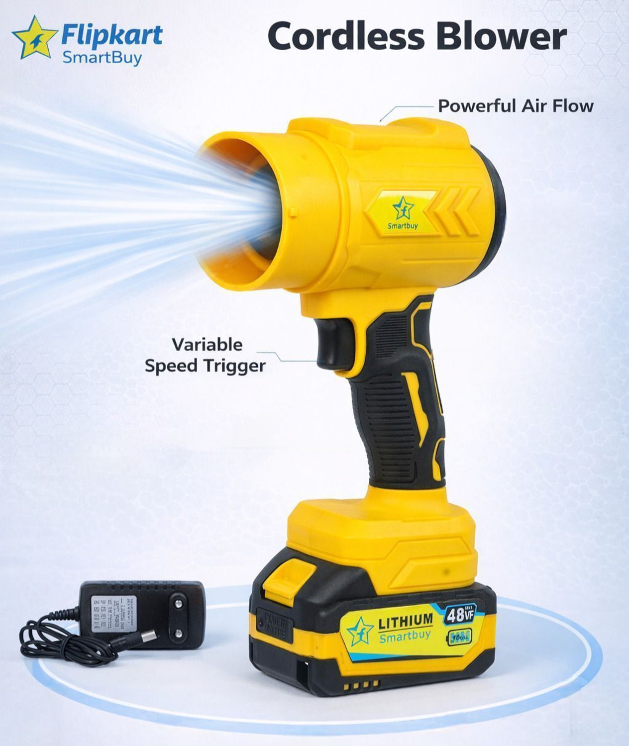 Image of Flipkart SmartBuy 130000 RPM Cordless Jet Air Blower, Jet High Speed Dust Cleaner Backward Curved Air Blower