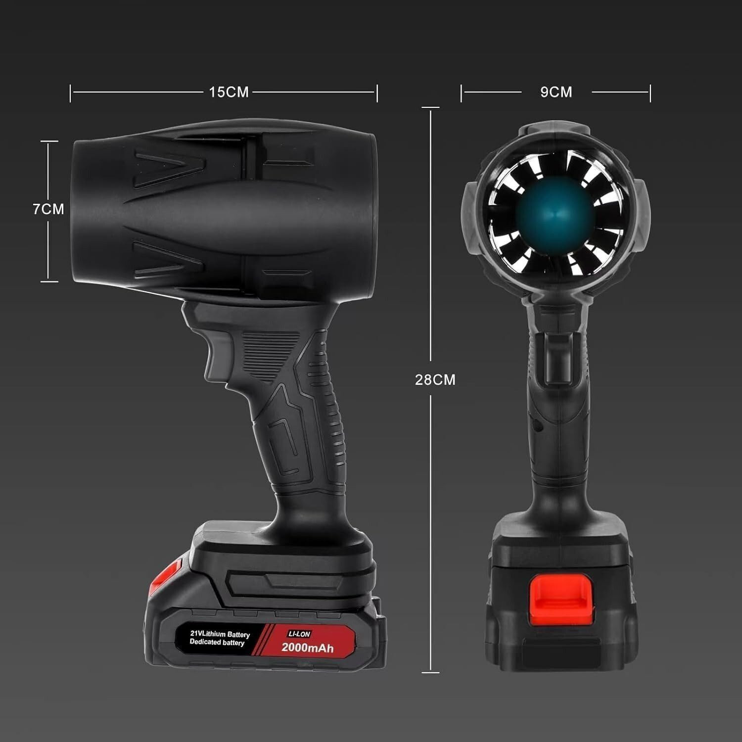 Image of Vishbin Portable Dust Cleaner, Cordless Leaf Blower Backward Curved Air Blower
