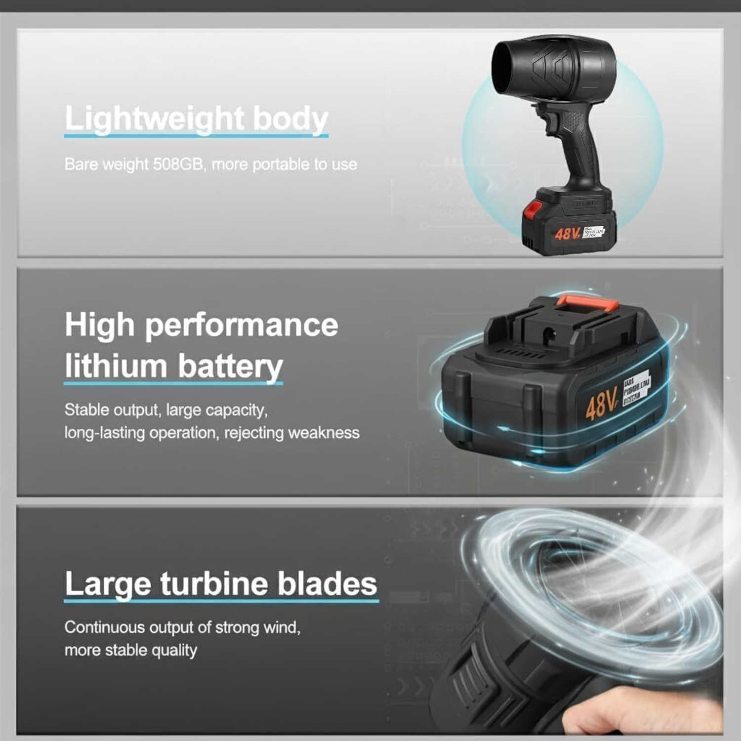 Image of Flipkart SmartBuy Cordless Jet Air Blower 48V Battery Cordless Car Dryer,Dust Cleaner Rechargeable Forward Curved Air Blower
