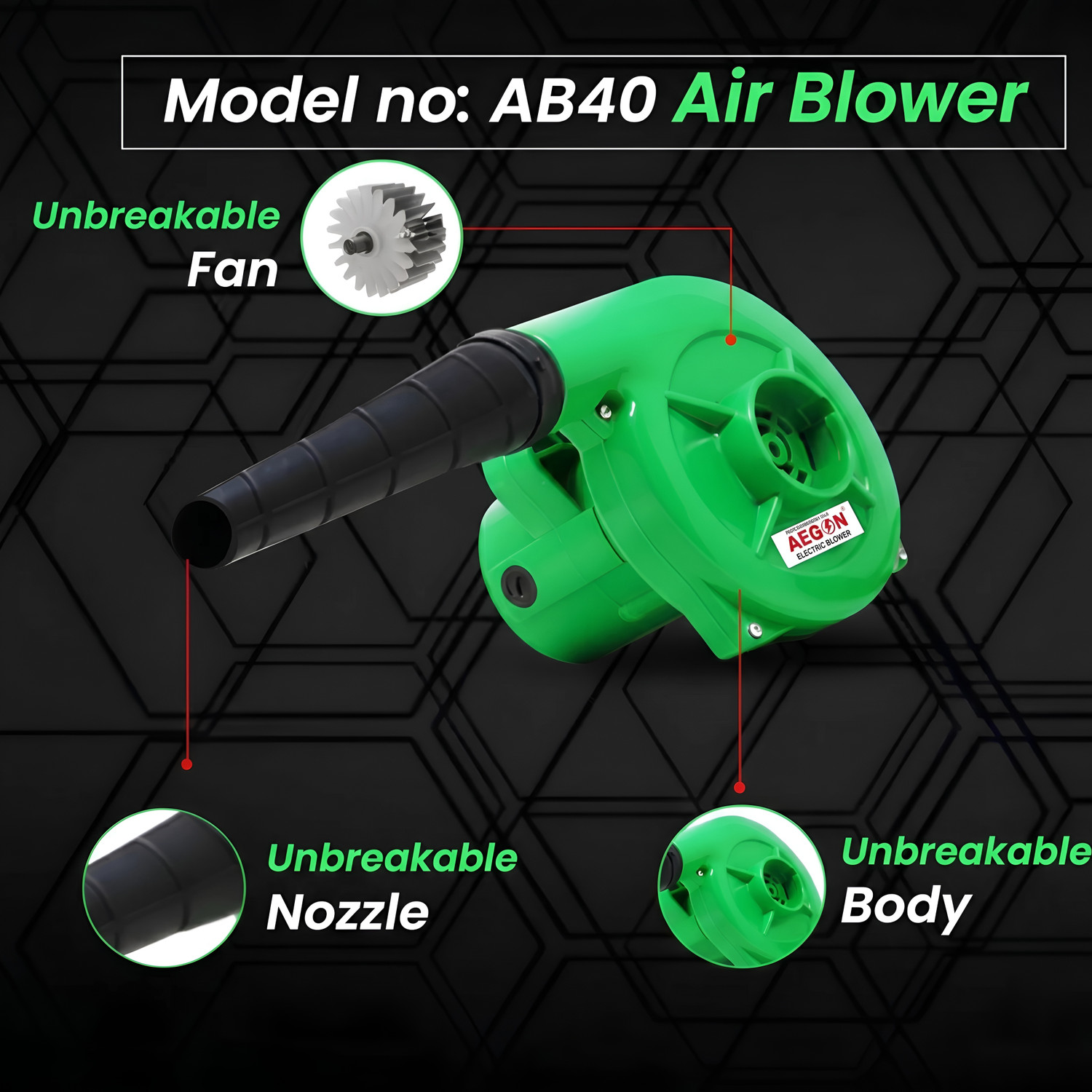 Image of AEGON AB40 550W 3.8 m3 /min 100% Copper Dust Cleaner for Home /Office /Car /PC Forward Curved Air Blower