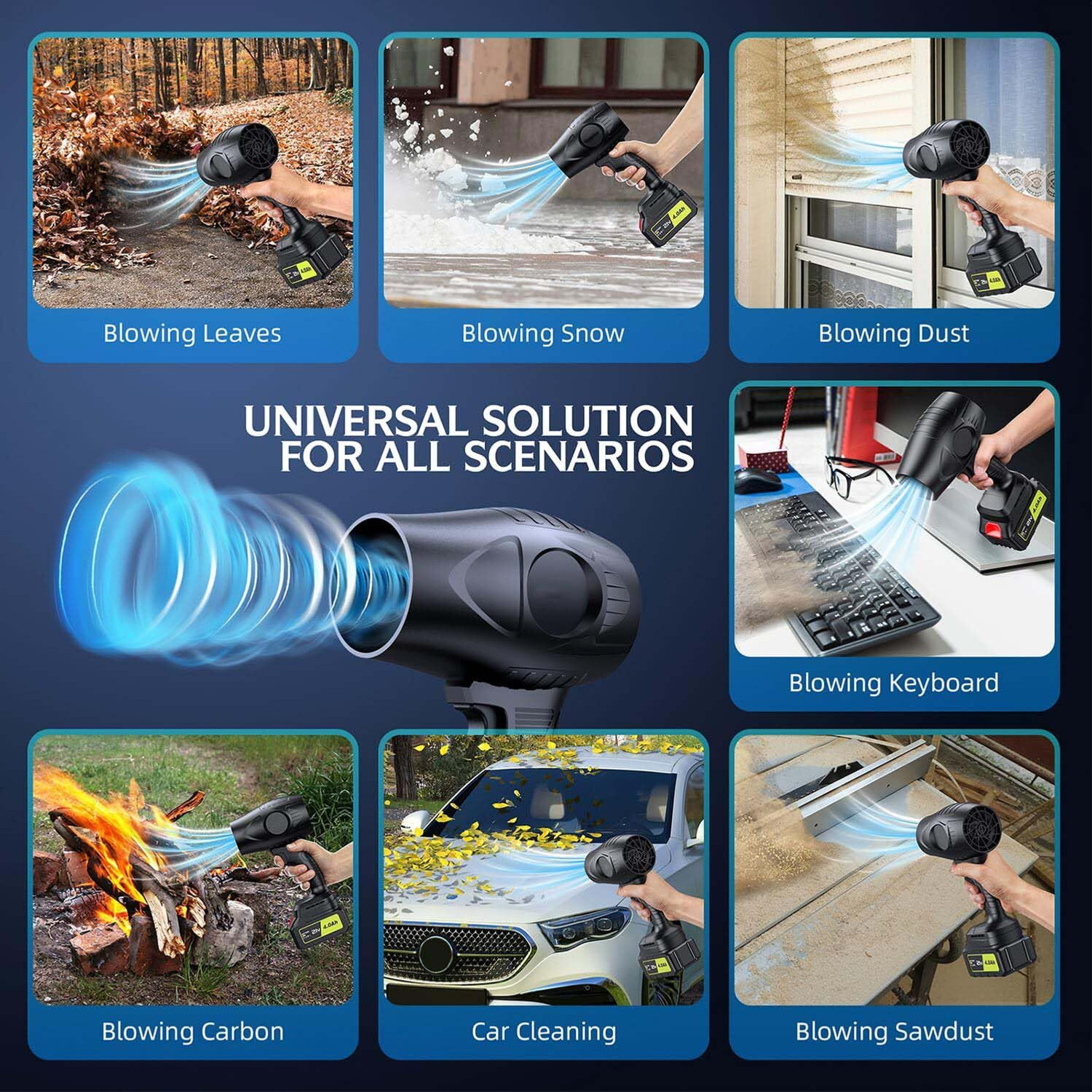 Image of GHANU Portable Cordless Air Blower High Power Turbo Jet Blower Electric Leaf Blower Air Blower