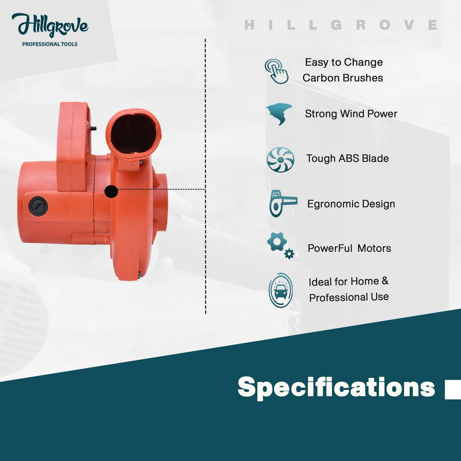 Hillgrove HGM1260M2 800W Air Blower with 5 Tools - Image 4