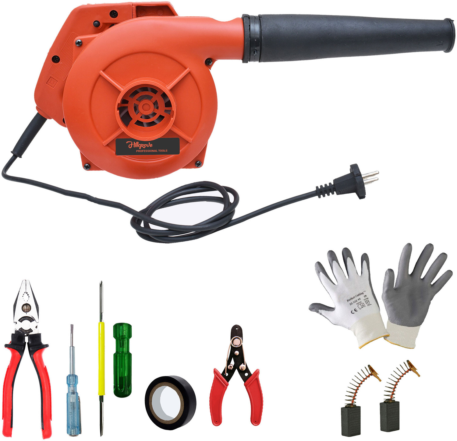 Image of Hillgrove HGM1260M3 800W-18000RPM Electric Air Blower Dust Cleaner with 5Pcs Hand Tool Kit Forward Curved Air Blower
