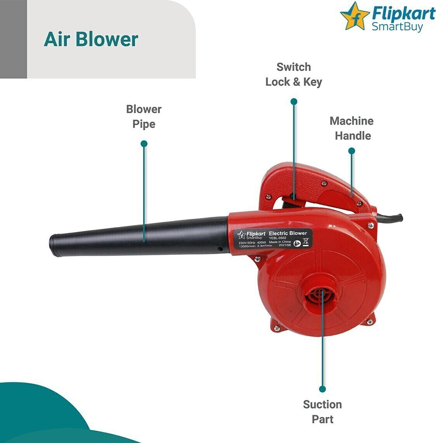 Image of Flipkart SmartBuy 420W Anti-Vibration Electric and Suction Dust Cleaner for Home / Offic Forward Curved Air Blower