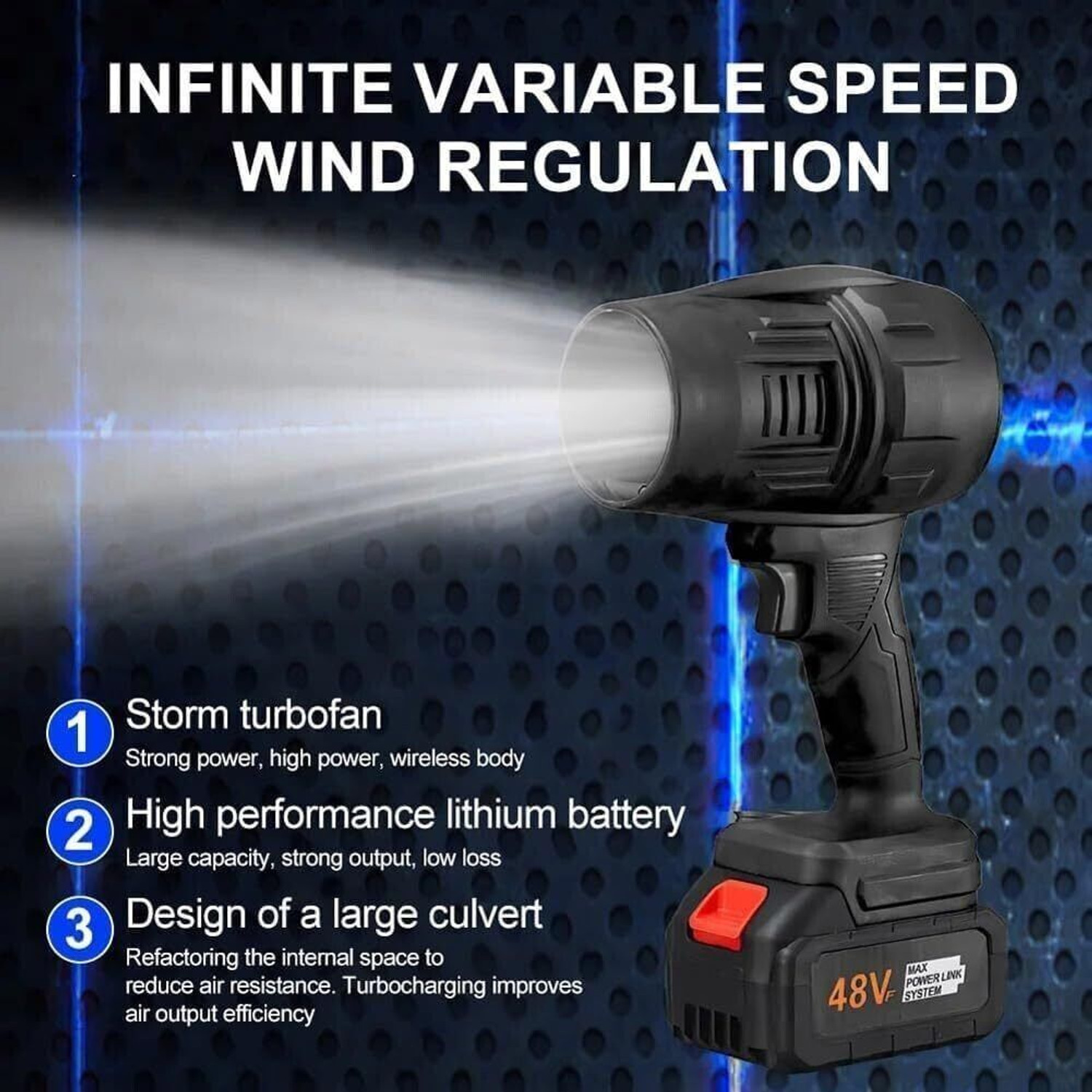 Image of Vishbin Portable Dust Cleaner, Cordless Leaf Blower Backward Curved Air Blower