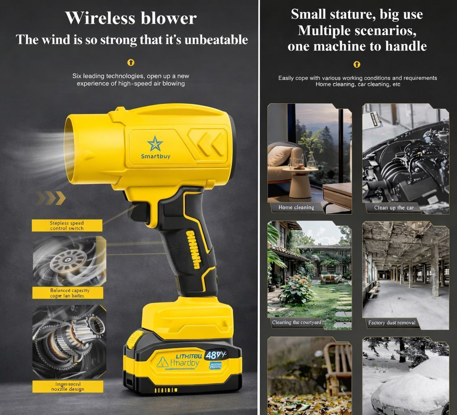 Image of Flipkart SmartBuy 130000 RPM Cordless Jet Air Blower, Jet High Speed Dust Cleaner Backward Curved Air Blower