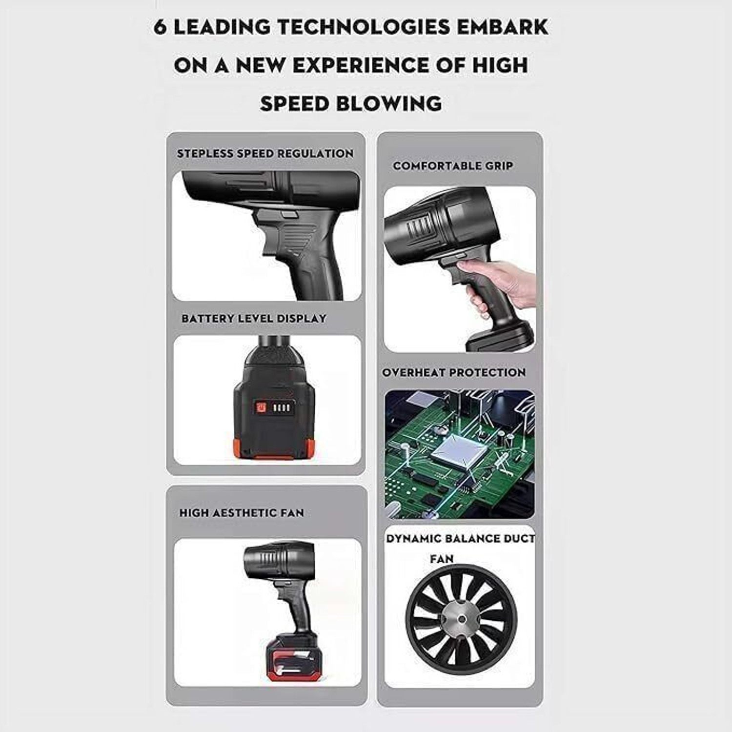 Image of Calldrishe Portable Dust Cleaner, Cordless Leaf Blower Backward Curved Air Blower Backward Curved Air Blower