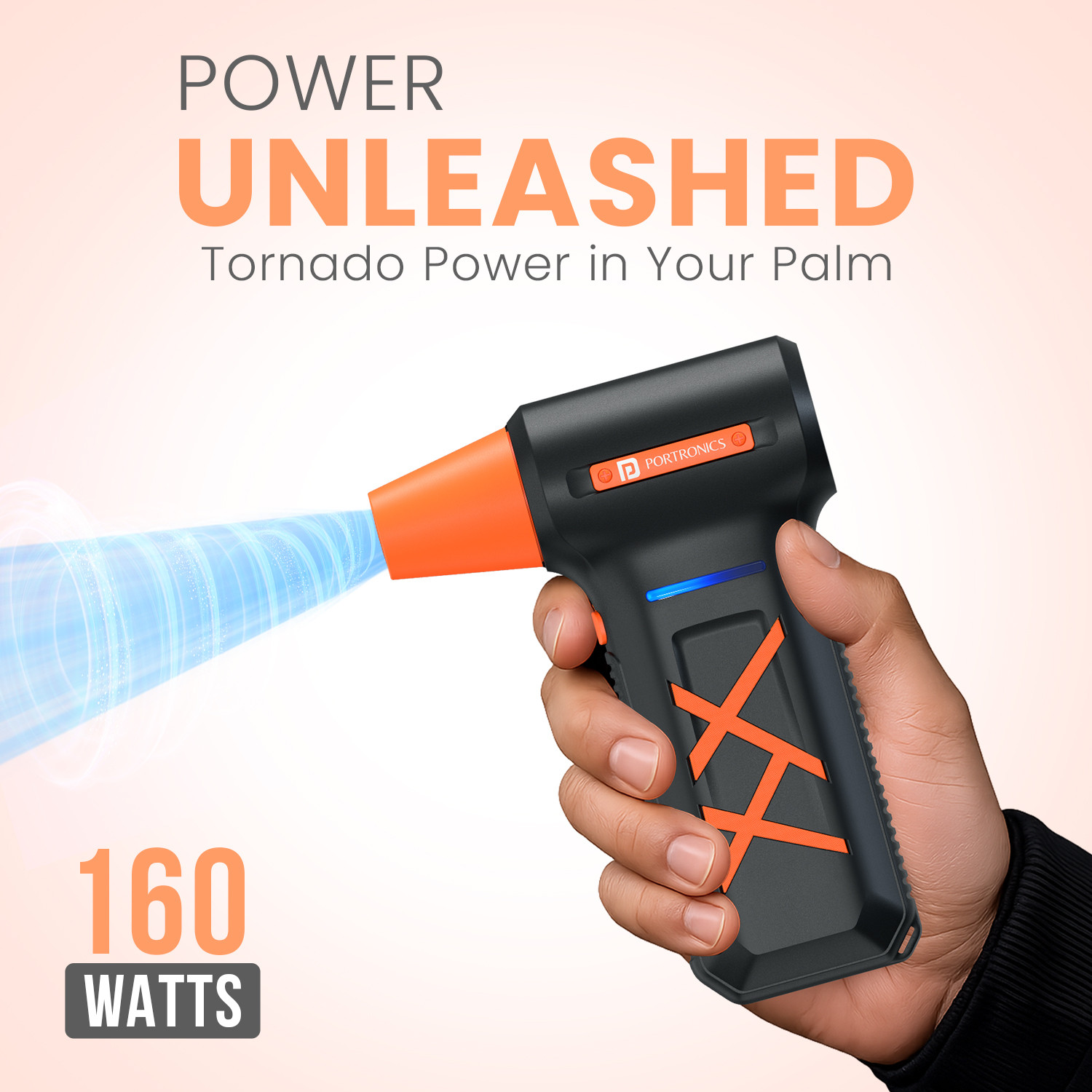 Image of Portronics Tornado Plus Handheld High-Speed Air Duster, 1,30,000 RPM, Type-C Rechargeable Dust Extraction Blower