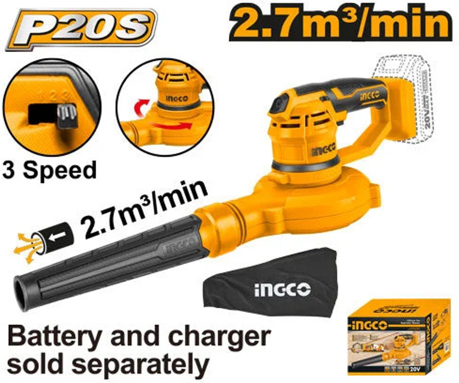 Image of INGCO Lithium-ion aspirator blower Air Blower