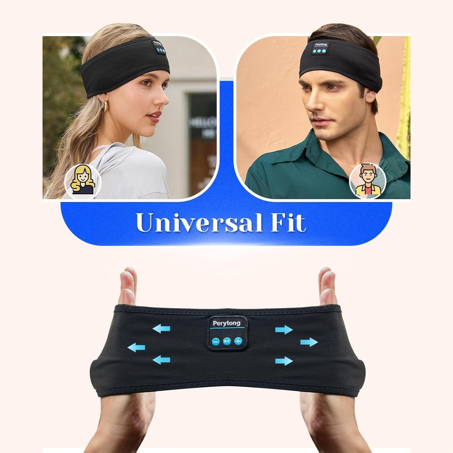 Image of Kickzu Sleep Headphones Bluetooth 5.4 Headband, 10Hr Headband Headphones with HD Stereo Bluetooth