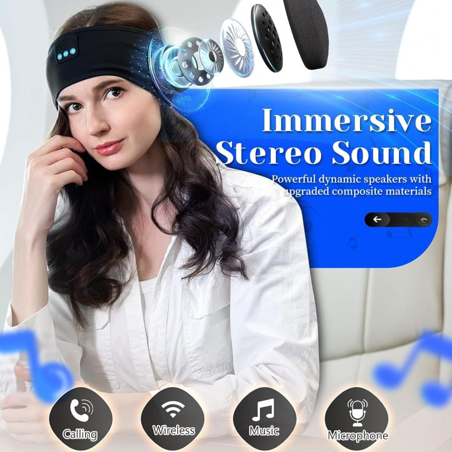 Image of Kickzu Sleep Headphones Bluetooth 5.4 Headband, 10Hr Headband Headphones with HD Stereo Bluetooth
