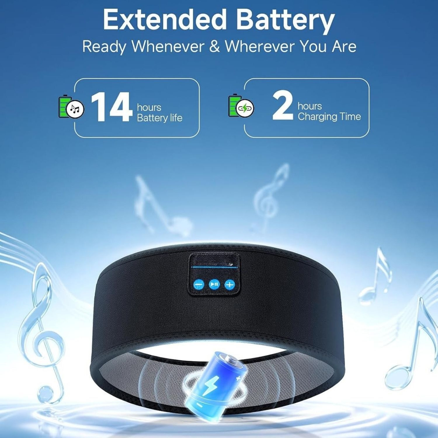 Image of Kickzu Sleep Headphones Bluetooth 5.4 Headband, 10Hr Headband Headphones with HD Stereo Bluetooth