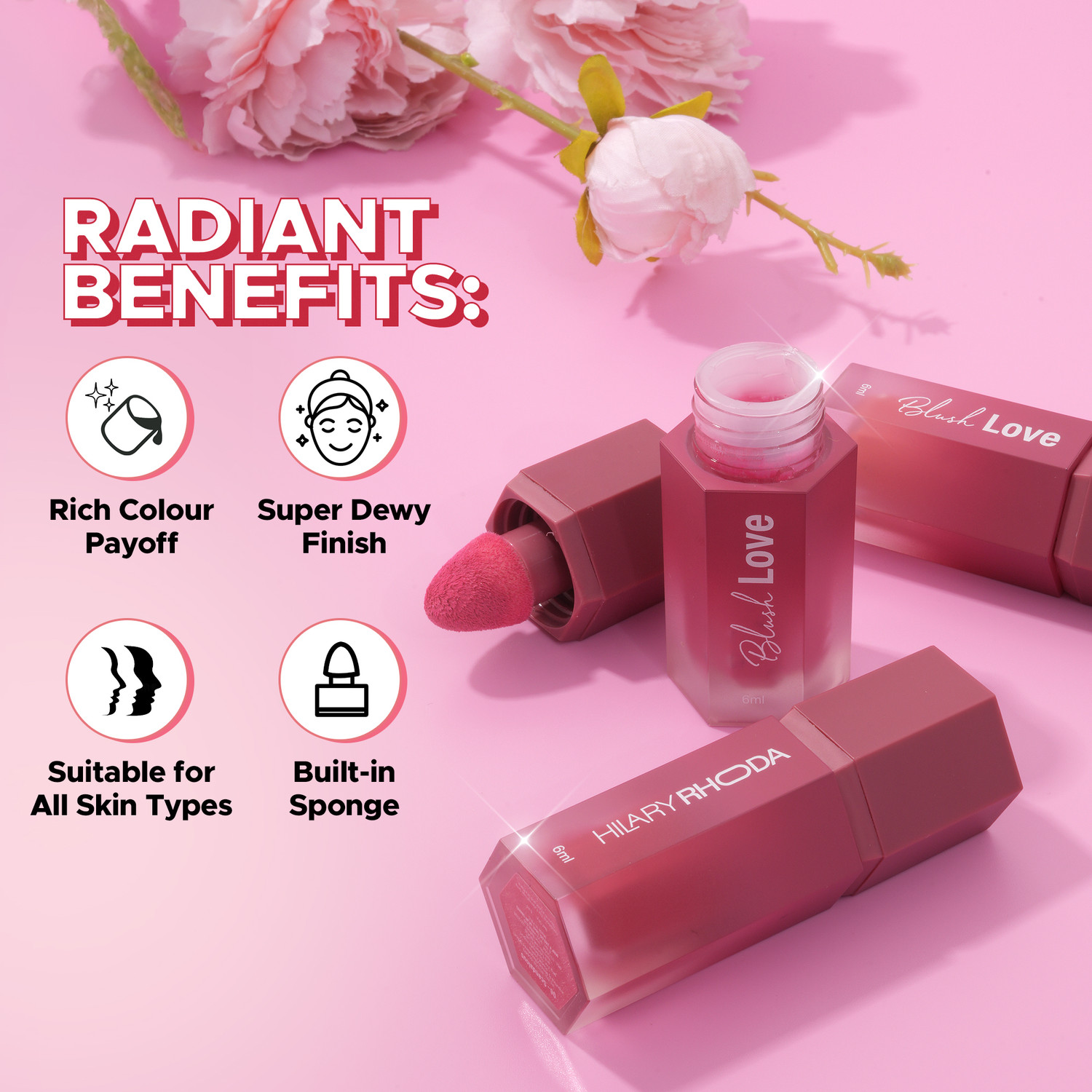 Image of Hilary Rhoda Blush Love | Highly Pigmented Liquid Blush & Super Dewy Finish | Leak-Proof